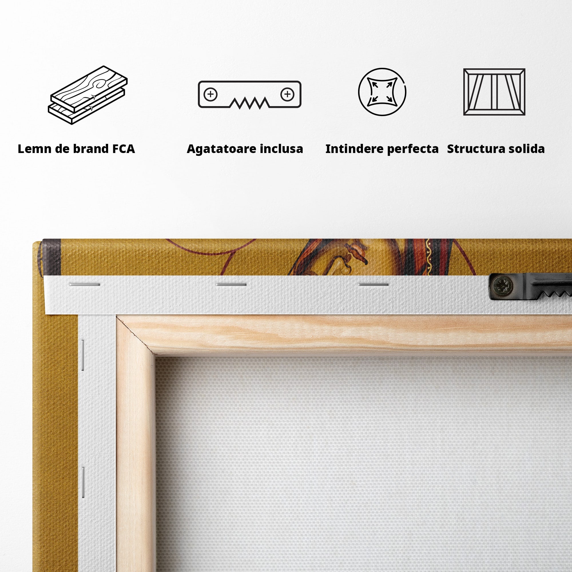 Tablou Canvas Premium LuxCanva® H1130, Sfanta Ana Cu Pruncul, Religios, Icoana, Spiritualitate, Dormitor, Hol, Culori Vibrante