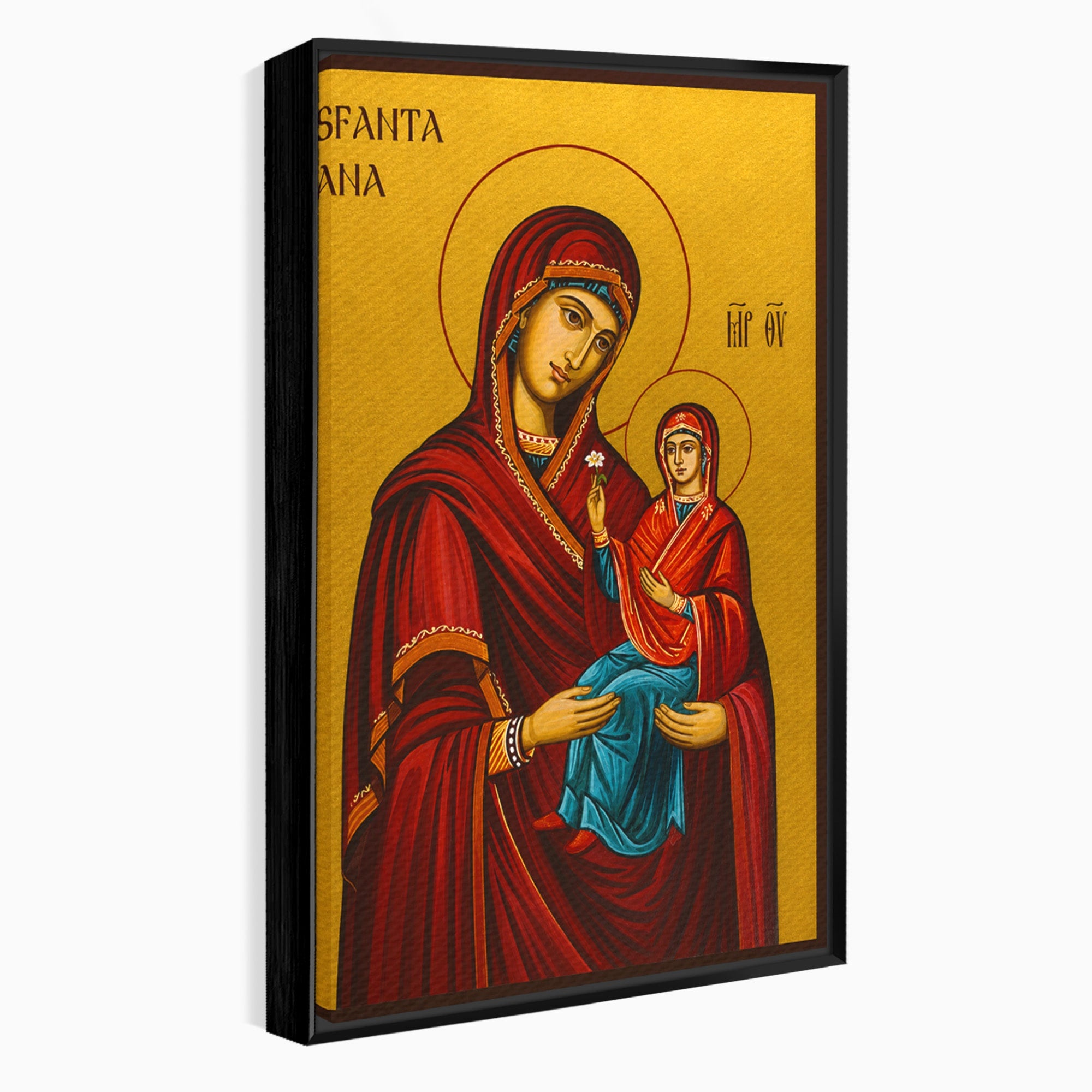 Tablou Canvas Premium LuxCanva® H1130, Sfanta Ana Cu Pruncul, Religios, Icoana, Spiritualitate, Dormitor, Hol, Culori Vibrante