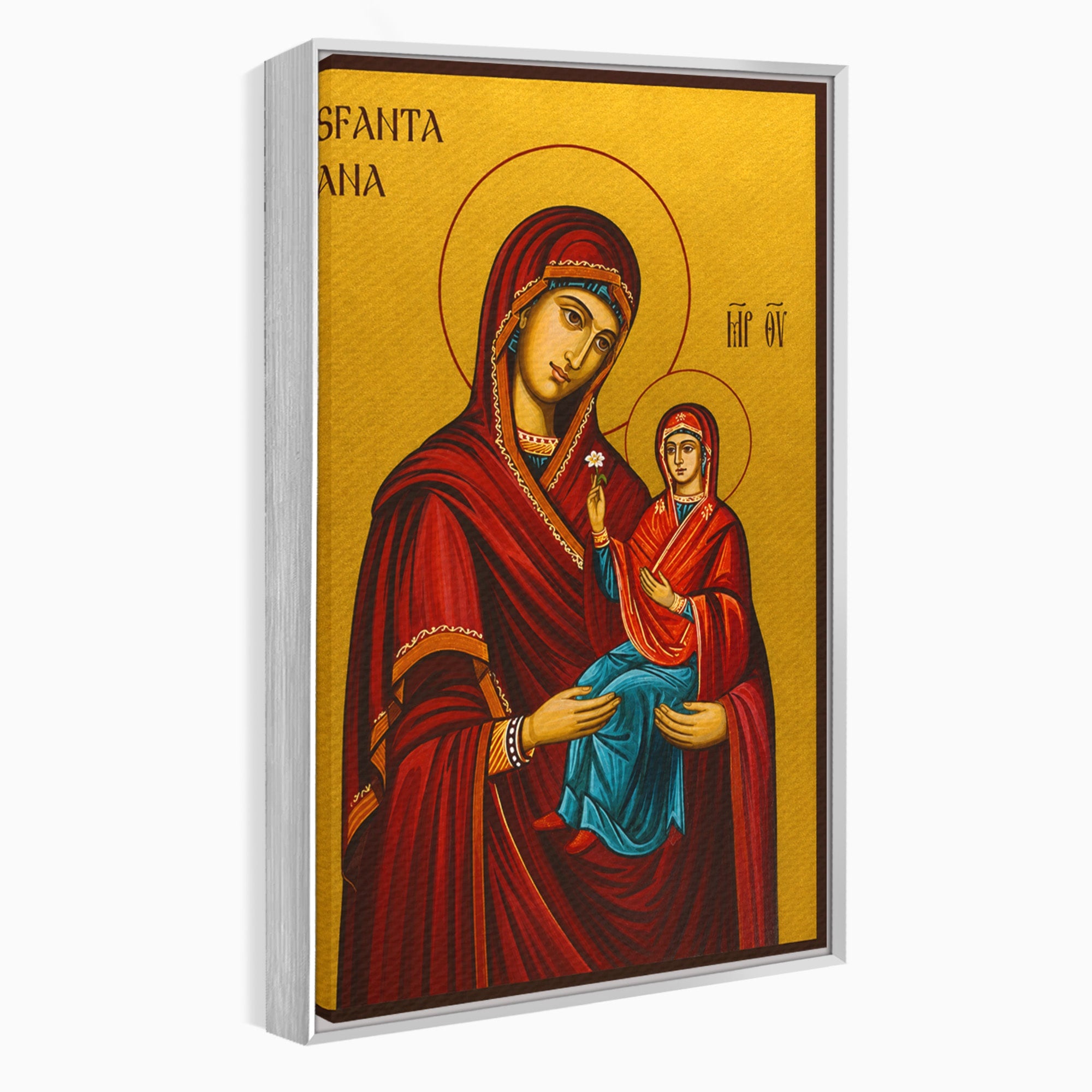Tablou Canvas Premium LuxCanva® H1130, Sfanta Ana Cu Pruncul, Religios, Icoana, Spiritualitate, Dormitor, Hol, Culori Vibrante