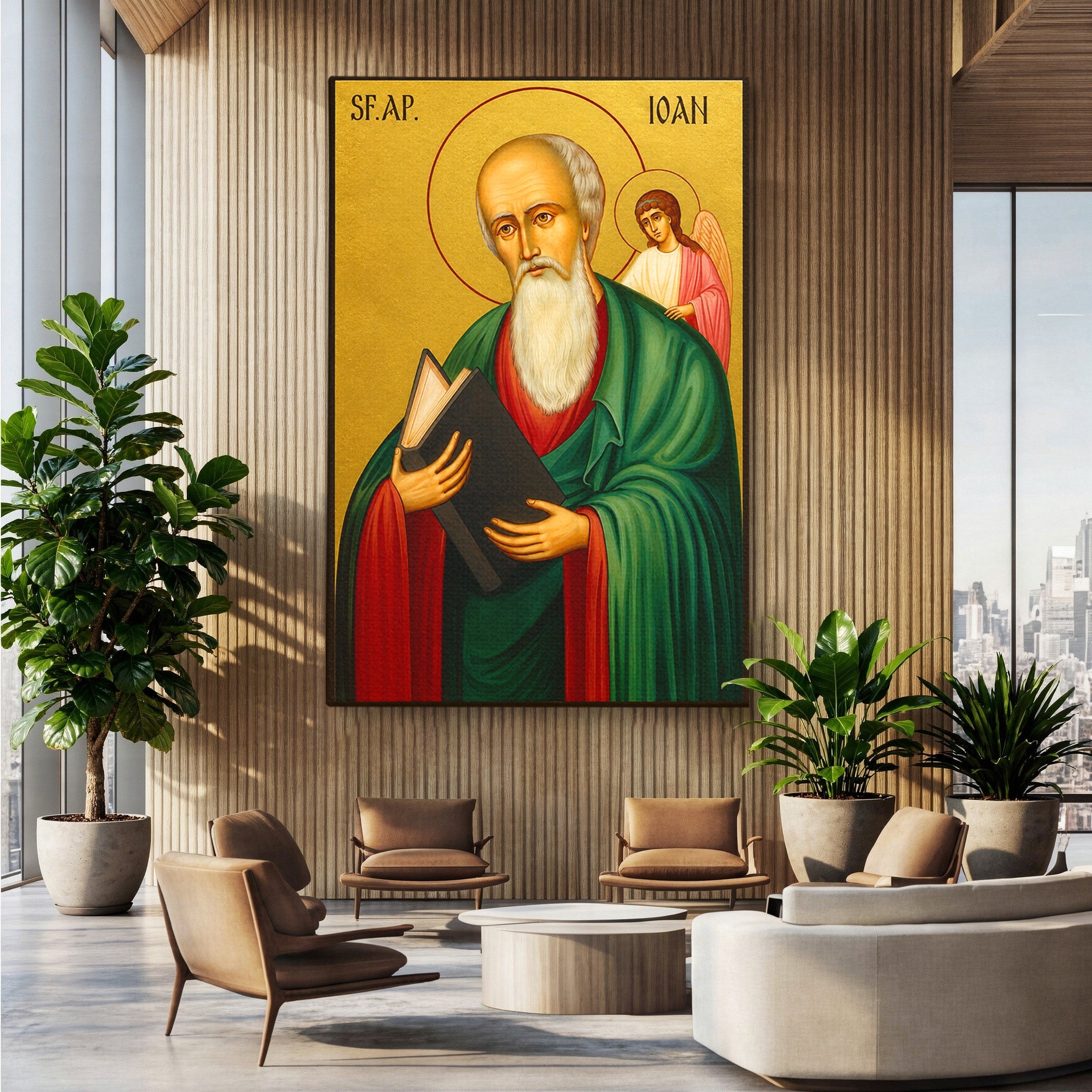 Tablou Canvas Premium LuxCanva® H1131, Sfantul Ioan Evanghelistul, Religios, Sfintenie, Portret, Dormitor, Birou, Culori Vibrante