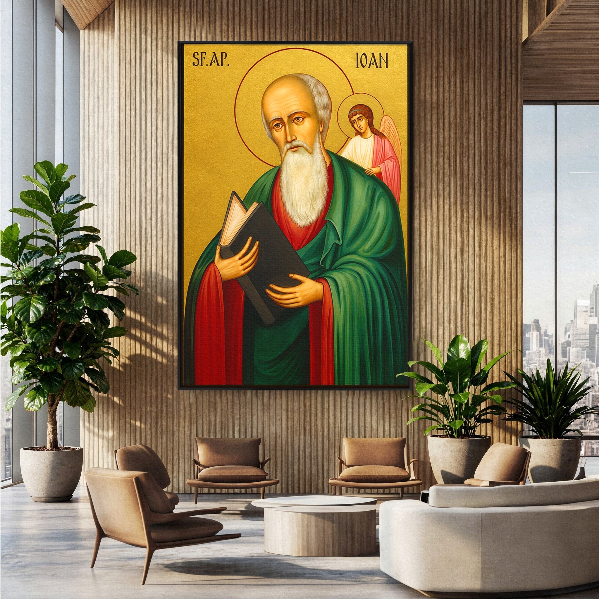 Tablou Canvas Premium LuxCanva® H1131, Sfantul Ioan Evanghelistul, Religios, Sfintenie, Portret, Dormitor, Birou, Culori Vibrante