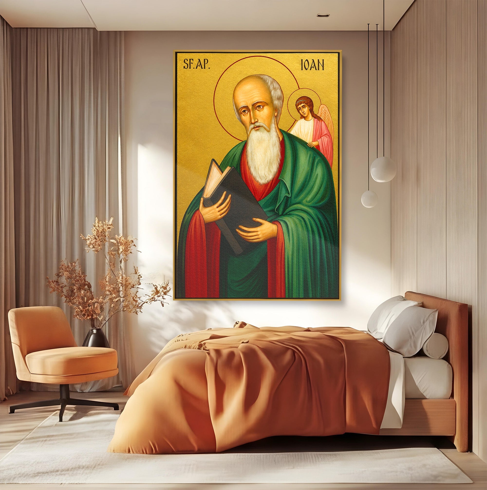 Tablou Canvas Premium LuxCanva® H1131, Sfantul Ioan Evanghelistul, Religios, Sfintenie, Portret, Dormitor, Birou, Culori Vibrante