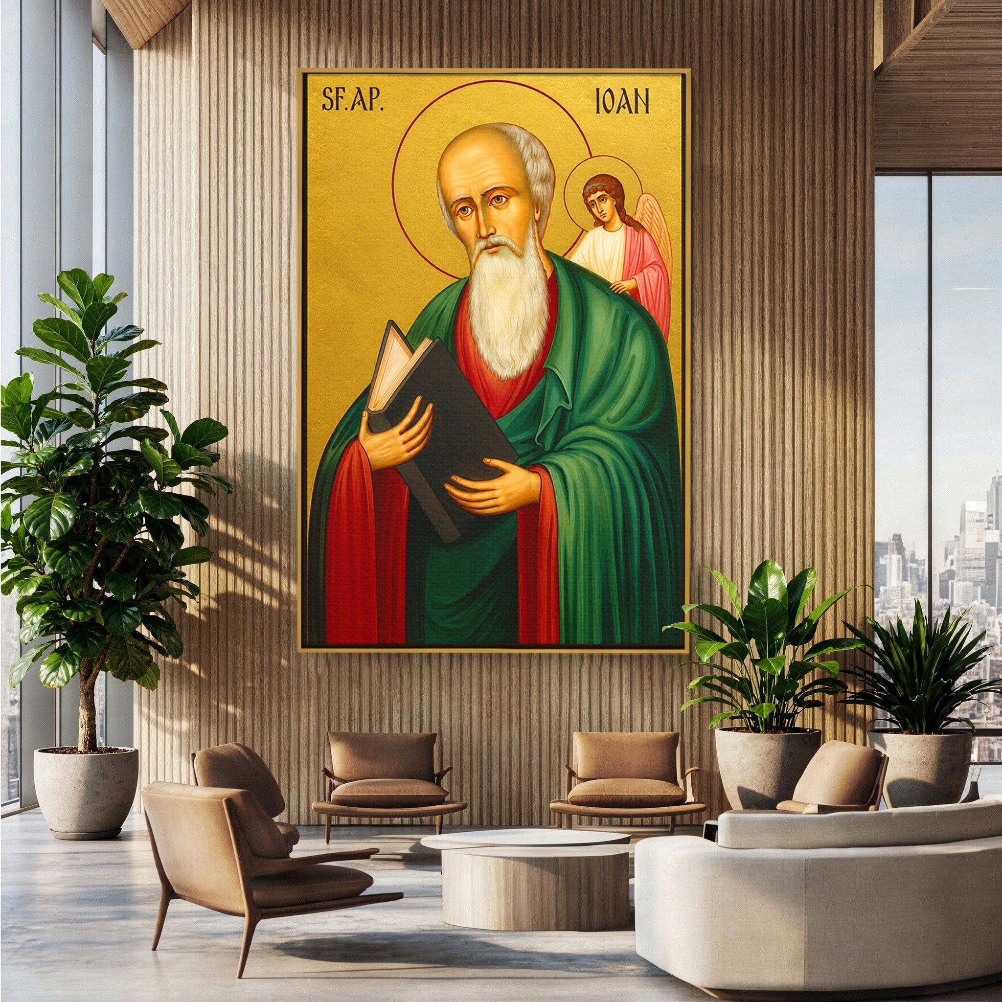 Tablou Canvas Premium LuxCanva® H1131, Sfantul Ioan Evanghelistul, Religios, Sfintenie, Portret, Dormitor, Birou, Culori Vibrante