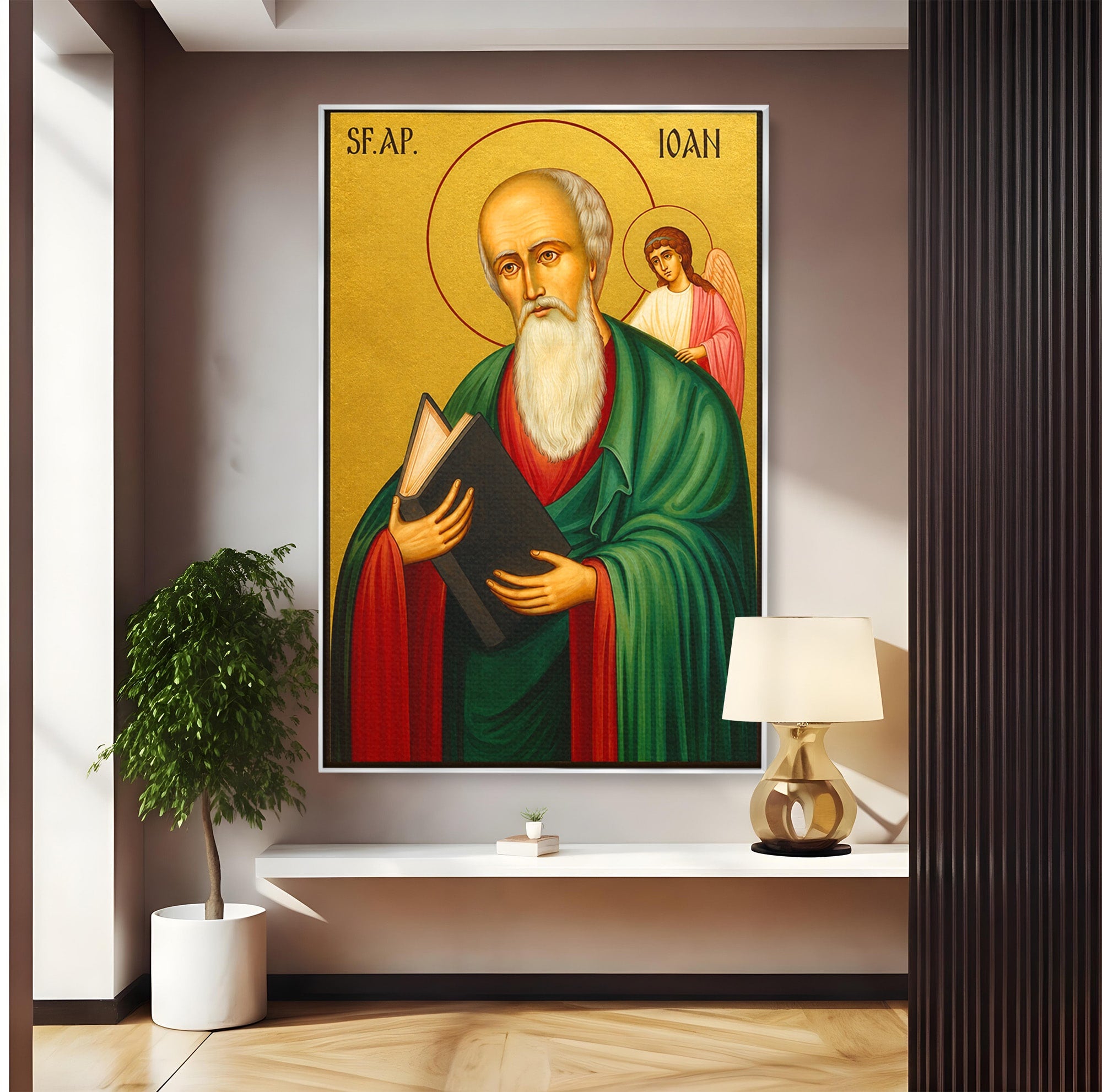 Tablou Canvas Premium LuxCanva® H1131, Sfantul Ioan Evanghelistul, Religios, Sfintenie, Portret, Dormitor, Birou, Culori Vibrante