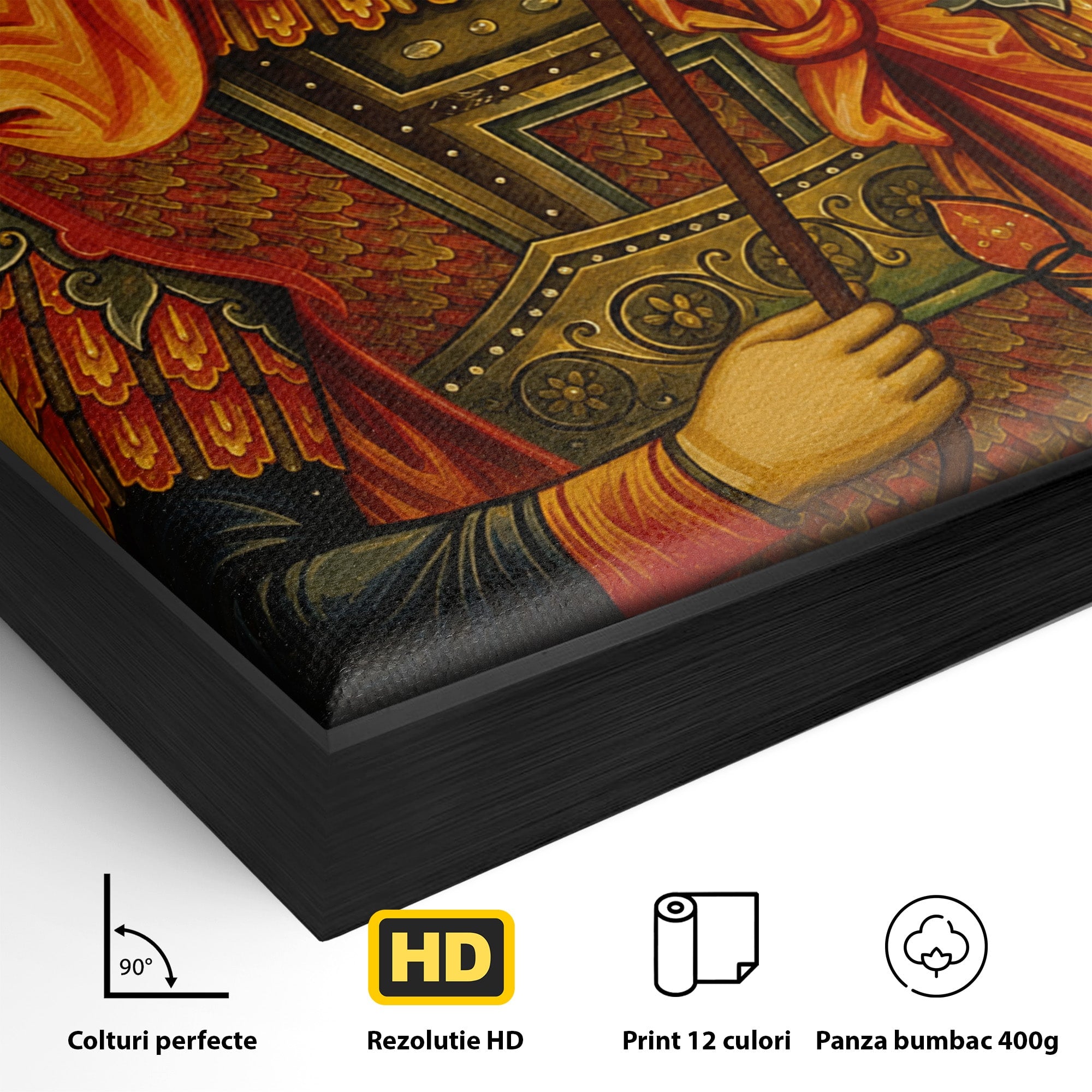 Tablou Canvas Premium LuxCanva® H1132, Sfantul Dimitrie, Religie, Icoana, Traditie, Spiritualitate, Dormitor, Birou, Culori Vibrante
