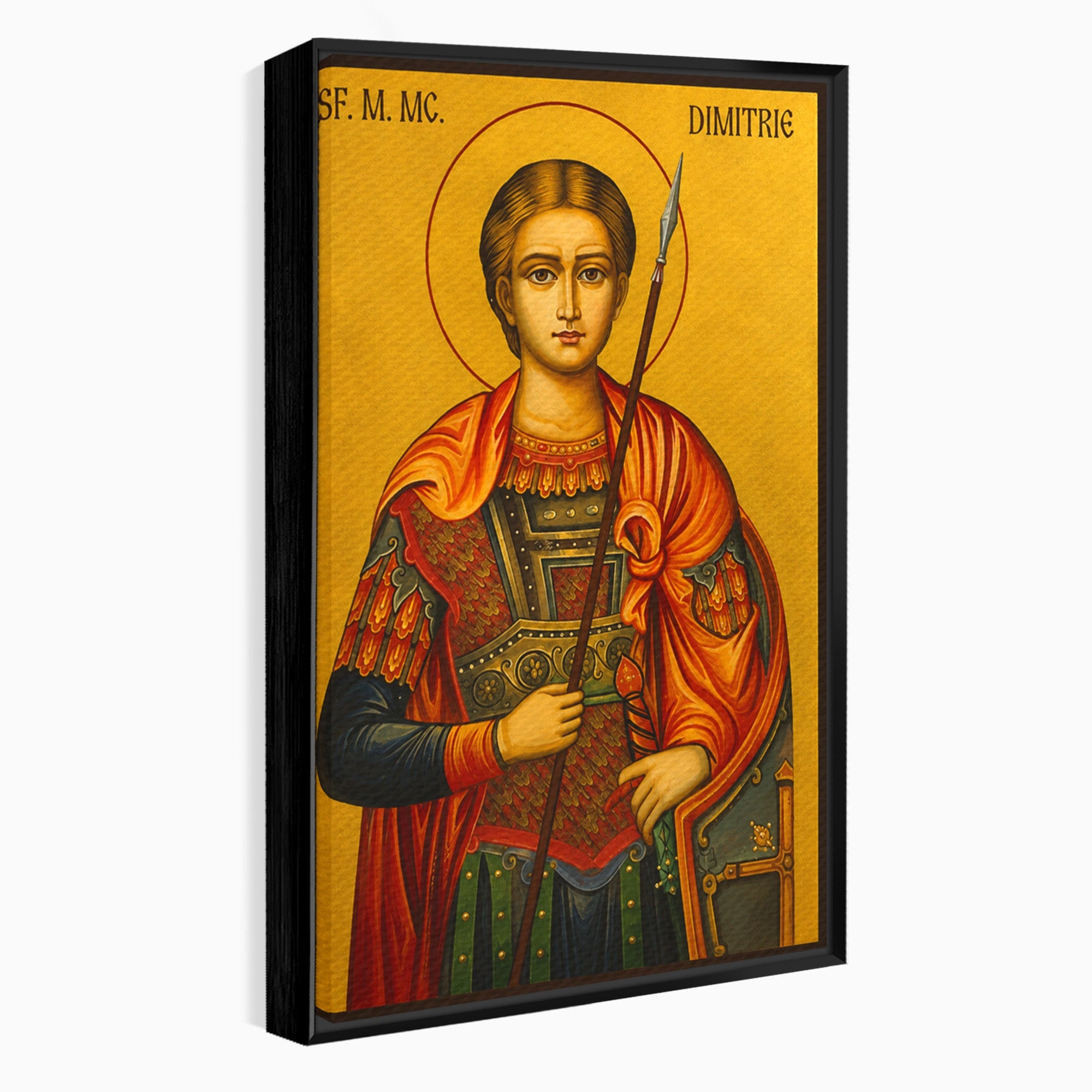 Tablou Canvas Premium LuxCanva® H1132, Sfantul Dimitrie, Religie, Icoana, Traditie, Spiritualitate, Dormitor, Birou, Culori Vibrante