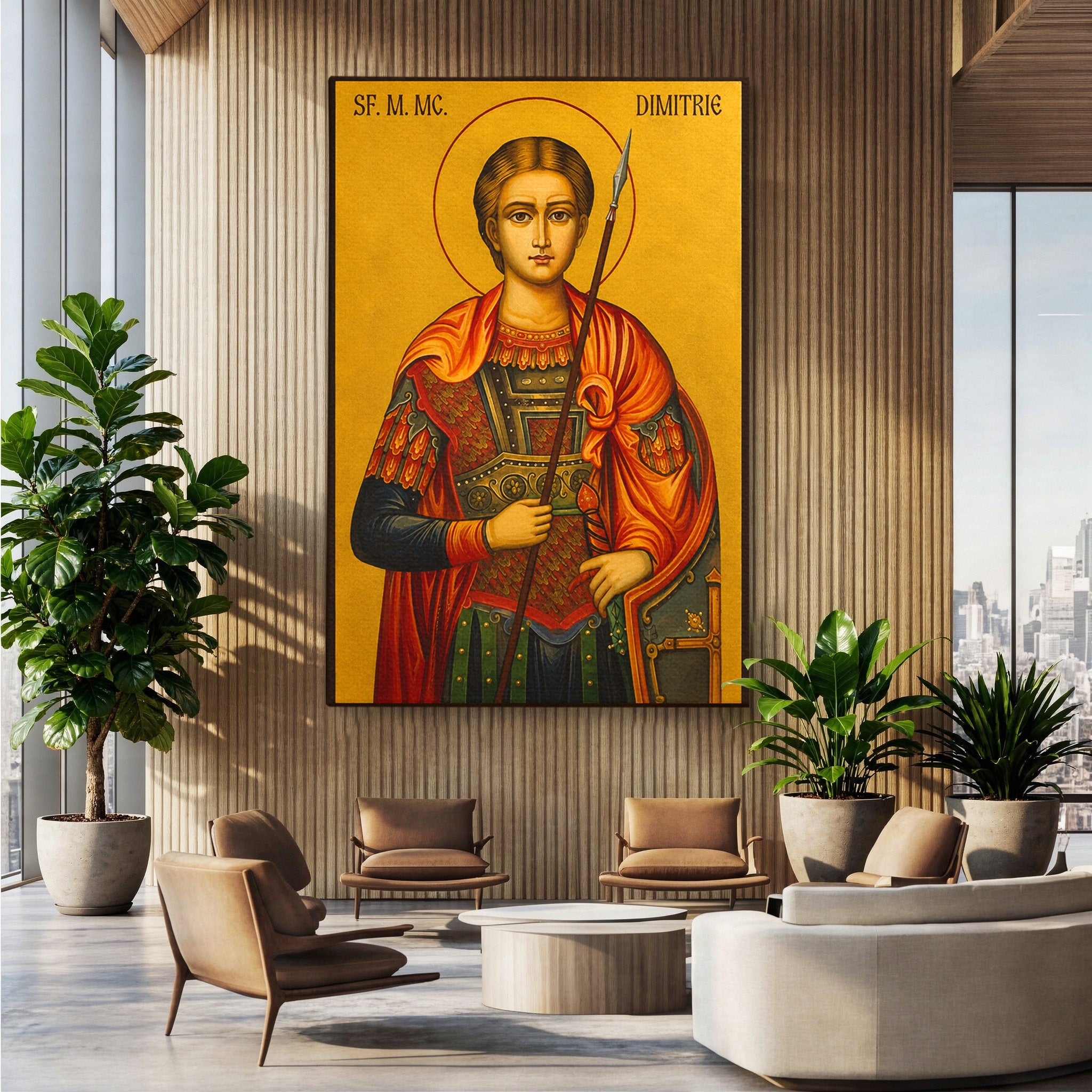 Tablou Canvas Premium LuxCanva® H1132, Sfantul Dimitrie, Religie, Icoana, Traditie, Spiritualitate, Dormitor, Birou, Culori Vibrante