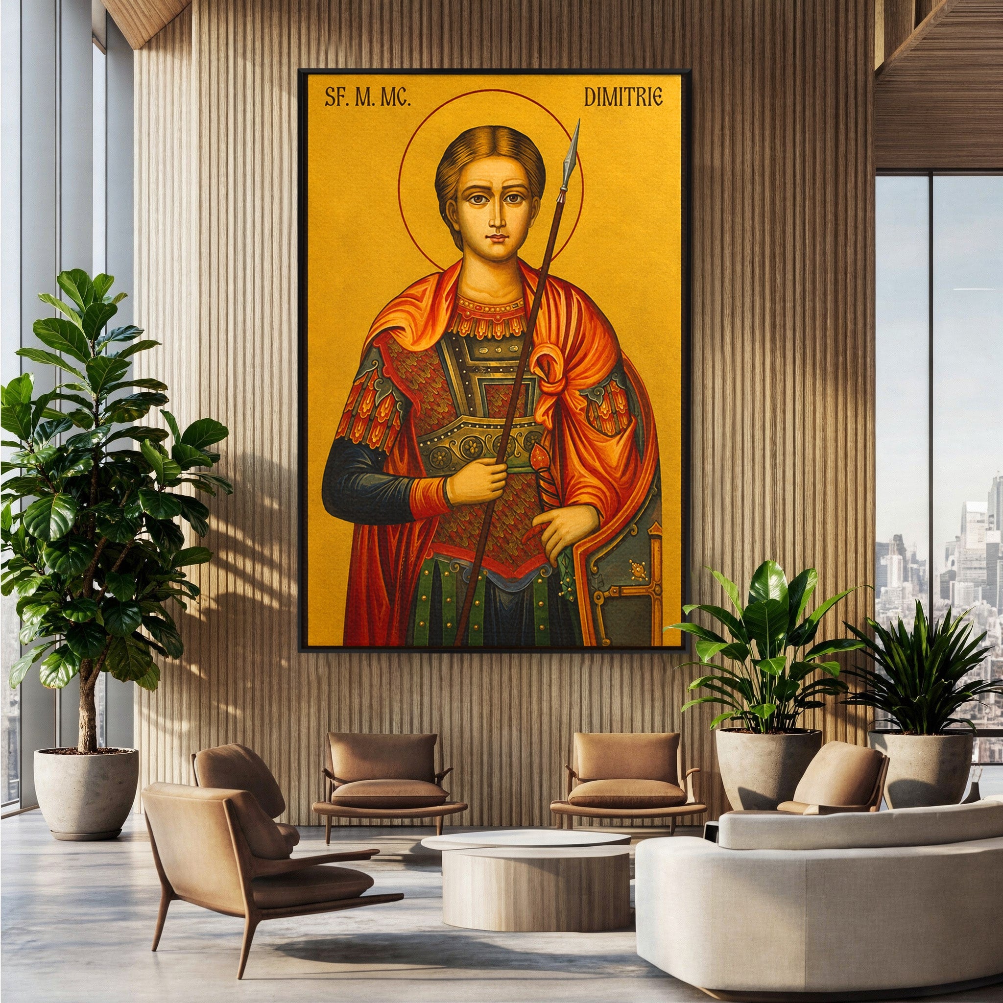 Tablou Canvas Premium LuxCanva® H1132, Sfantul Dimitrie, Religie, Icoana, Traditie, Spiritualitate, Dormitor, Birou, Culori Vibrante