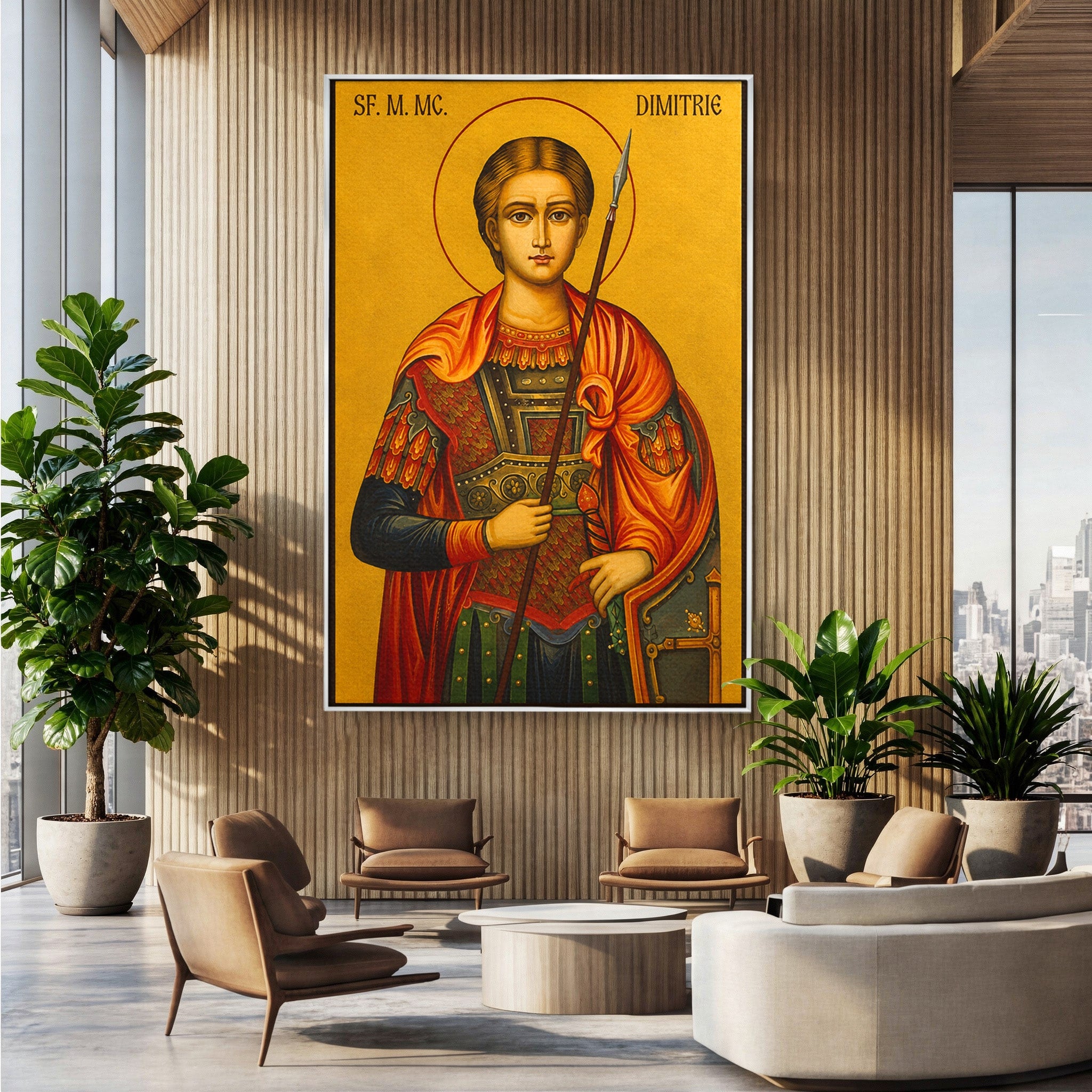 Tablou Canvas Premium LuxCanva® H1132, Sfantul Dimitrie, Religie, Icoana, Traditie, Spiritualitate, Dormitor, Birou, Culori Vibrante