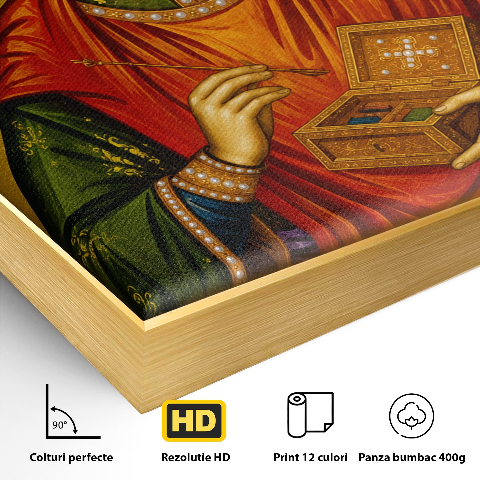 Tablou Canvas Premium LuxCanva® H1134, Sfantul Pantelimon, Religie, Icoana, Sfintenie, Spiritualitate, Dormitor, Birou, Culori Vibrante