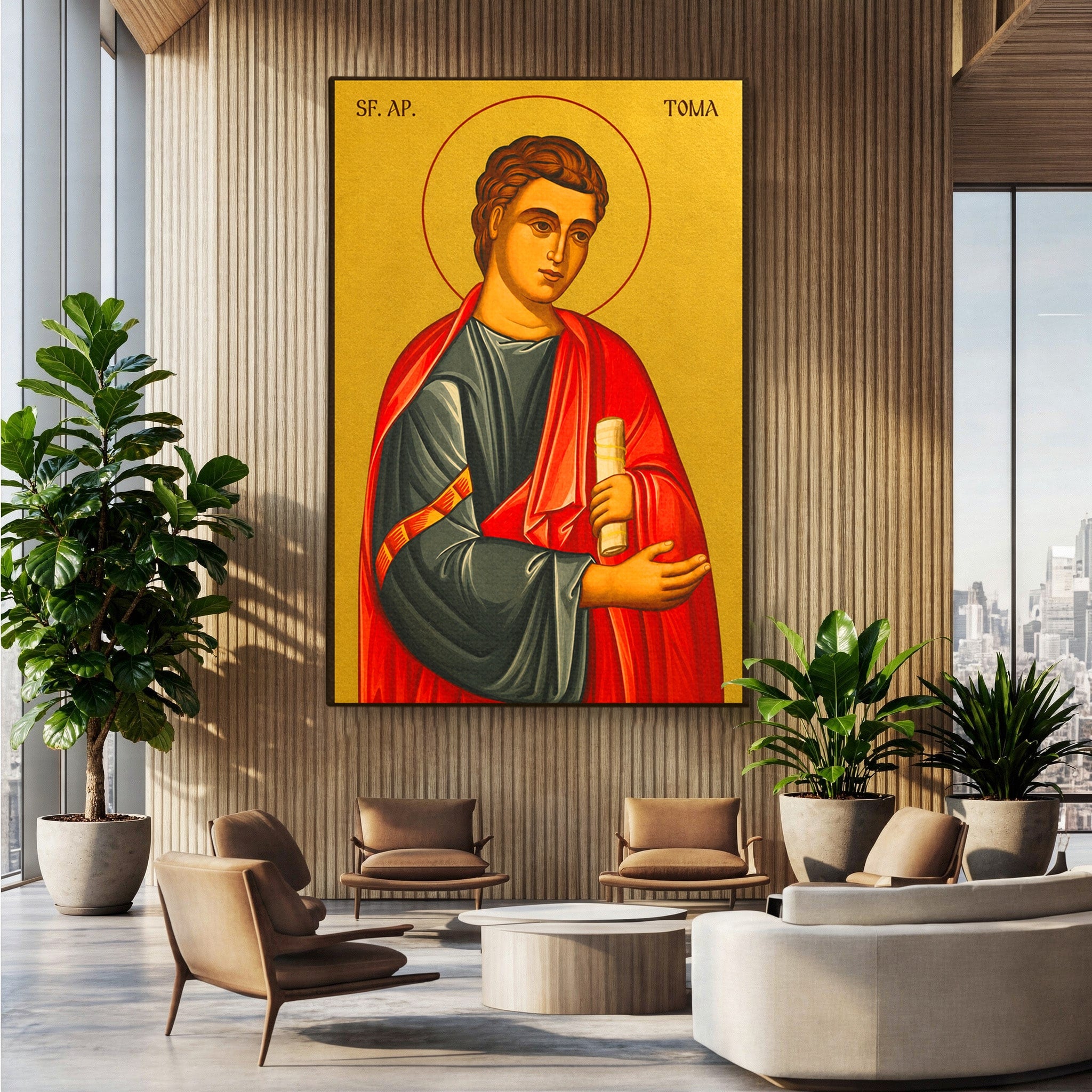 Tablou Canvas Premium LuxCanva® H1135, Sfantul Apostol Toma, Religios, Icoana, Credinta, Spiritualitate, Birou, Culori Vibrante