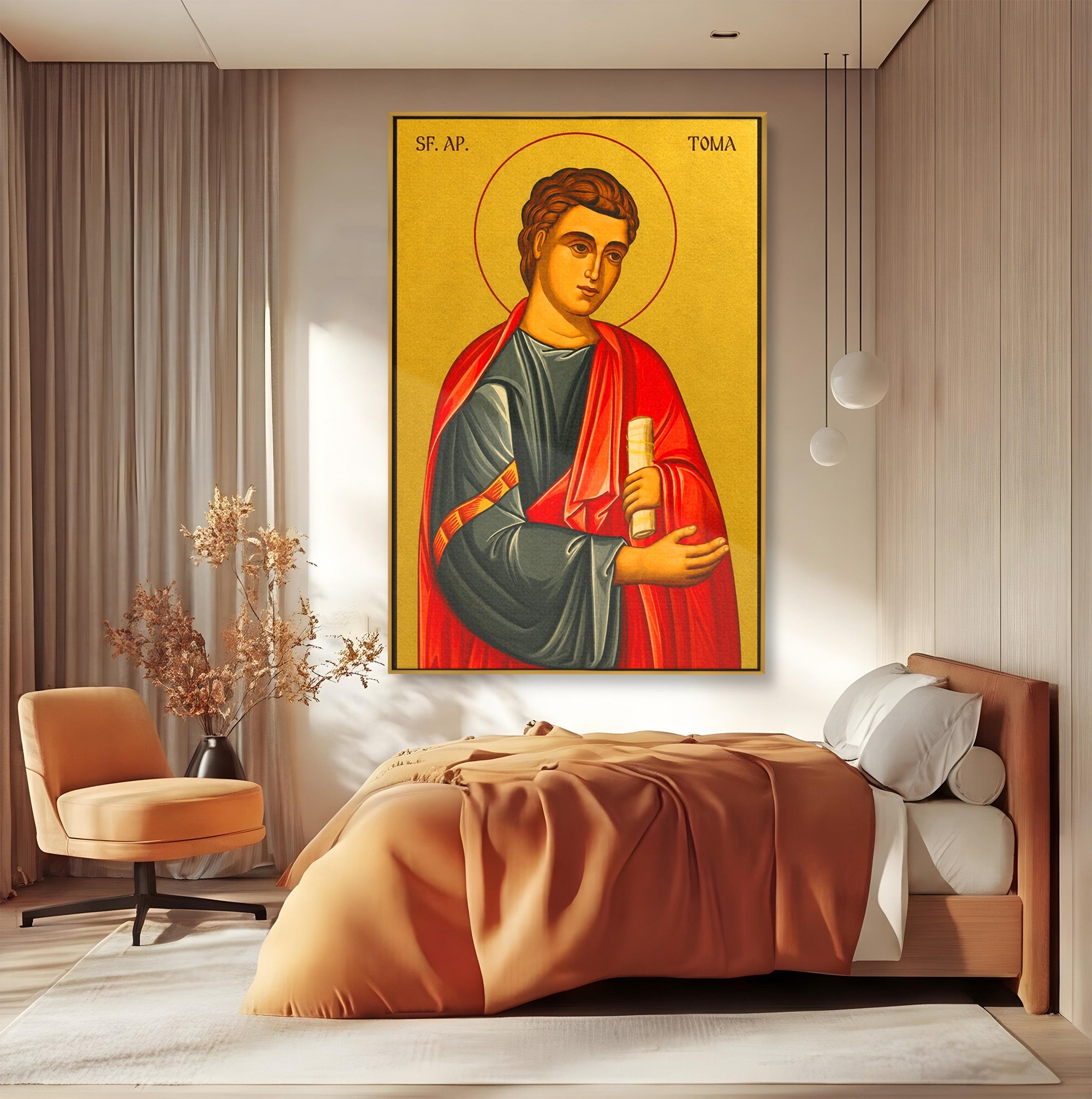 Tablou Canvas Premium LuxCanva® H1135, Sfantul Apostol Toma, Religios, Icoana, Credinta, Spiritualitate, Birou, Culori Vibrante