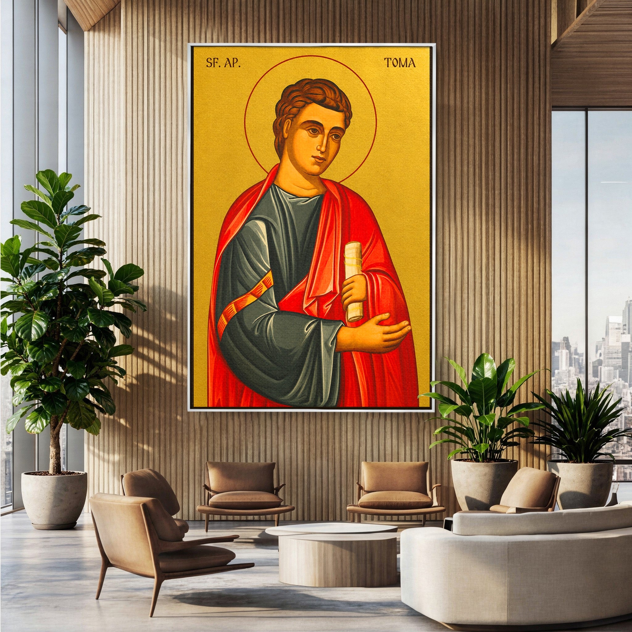 Tablou Canvas Premium LuxCanva® H1135, Sfantul Apostol Toma, Religios, Icoana, Credinta, Spiritualitate, Birou, Culori Vibrante