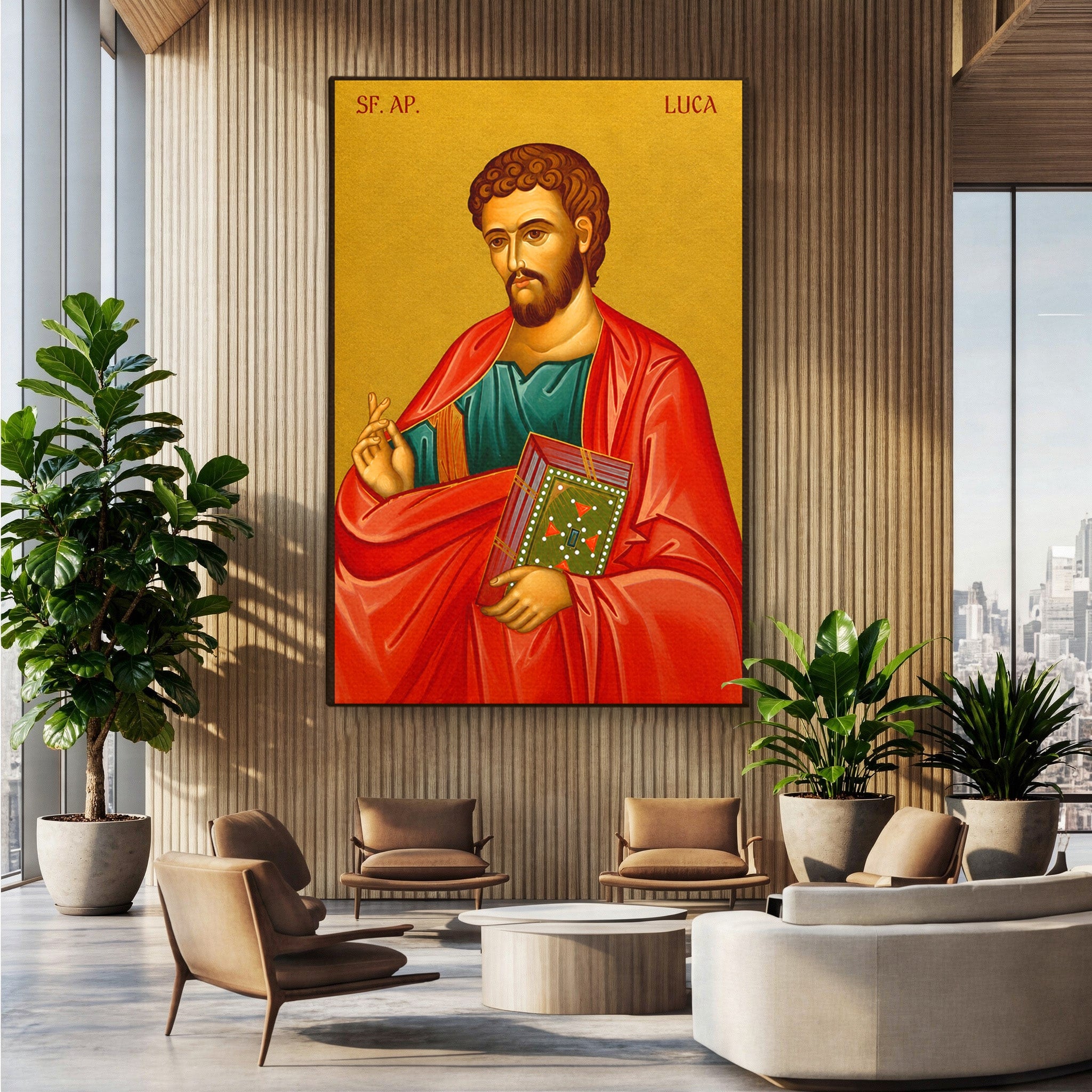 Tablou Canvas Premium LuxCanva® H1136, Sfantul Luca, Religie, Icoana, Traditie, Calm, Birou, Dormitor, Culori Vibrante