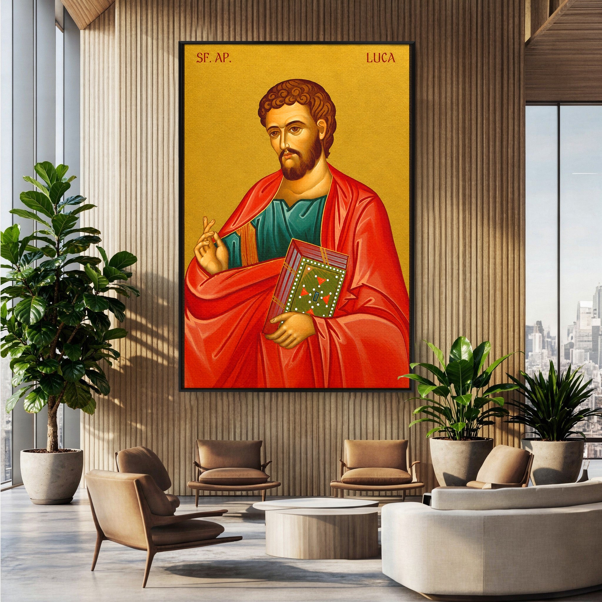 Tablou Canvas Premium LuxCanva® H1136, Sfantul Luca, Religie, Icoana, Traditie, Calm, Birou, Dormitor, Culori Vibrante