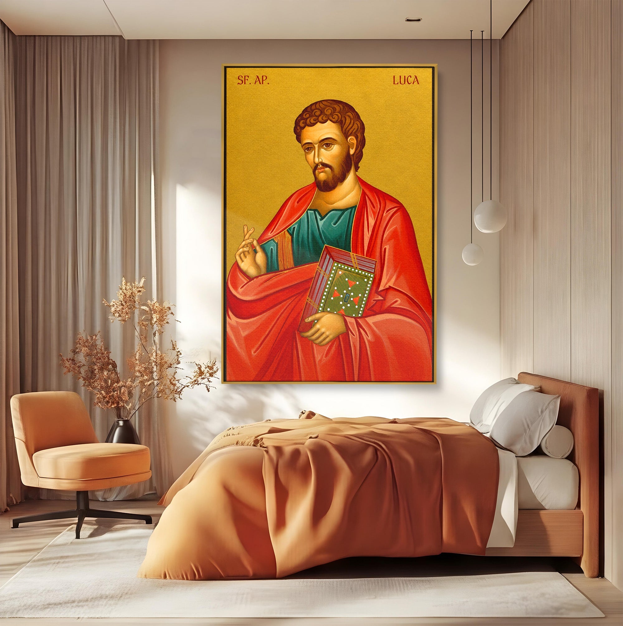 Tablou Canvas Premium LuxCanva® H1136, Sfantul Luca, Religie, Icoana, Traditie, Calm, Birou, Dormitor, Culori Vibrante