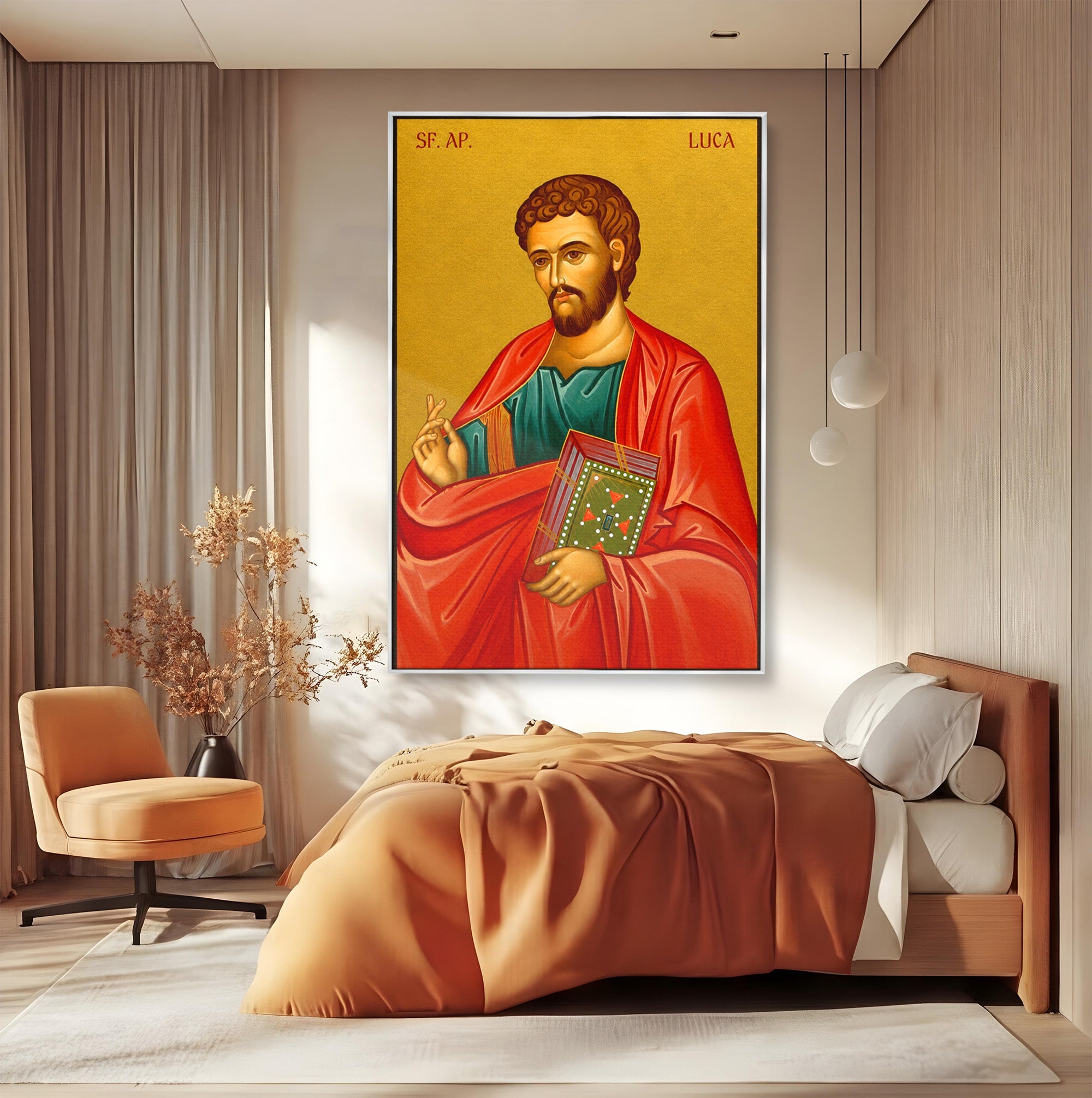 Tablou Canvas Premium LuxCanva® H1136, Sfantul Luca, Religie, Icoana, Traditie, Calm, Birou, Dormitor, Culori Vibrante