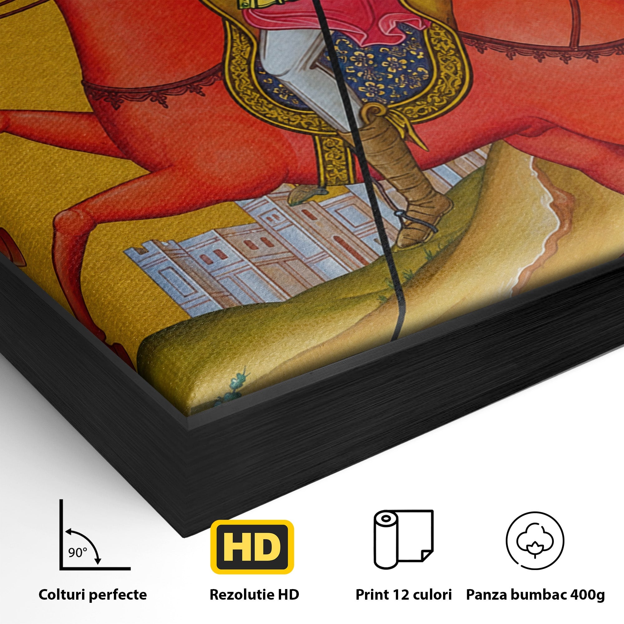 Tablou Canvas Premium LuxCanva® H1138, Sfantul Dimitrie Calare, Sfant, Cavaler, Religios, Cal, Living, Dormitor, Culori Vibrante