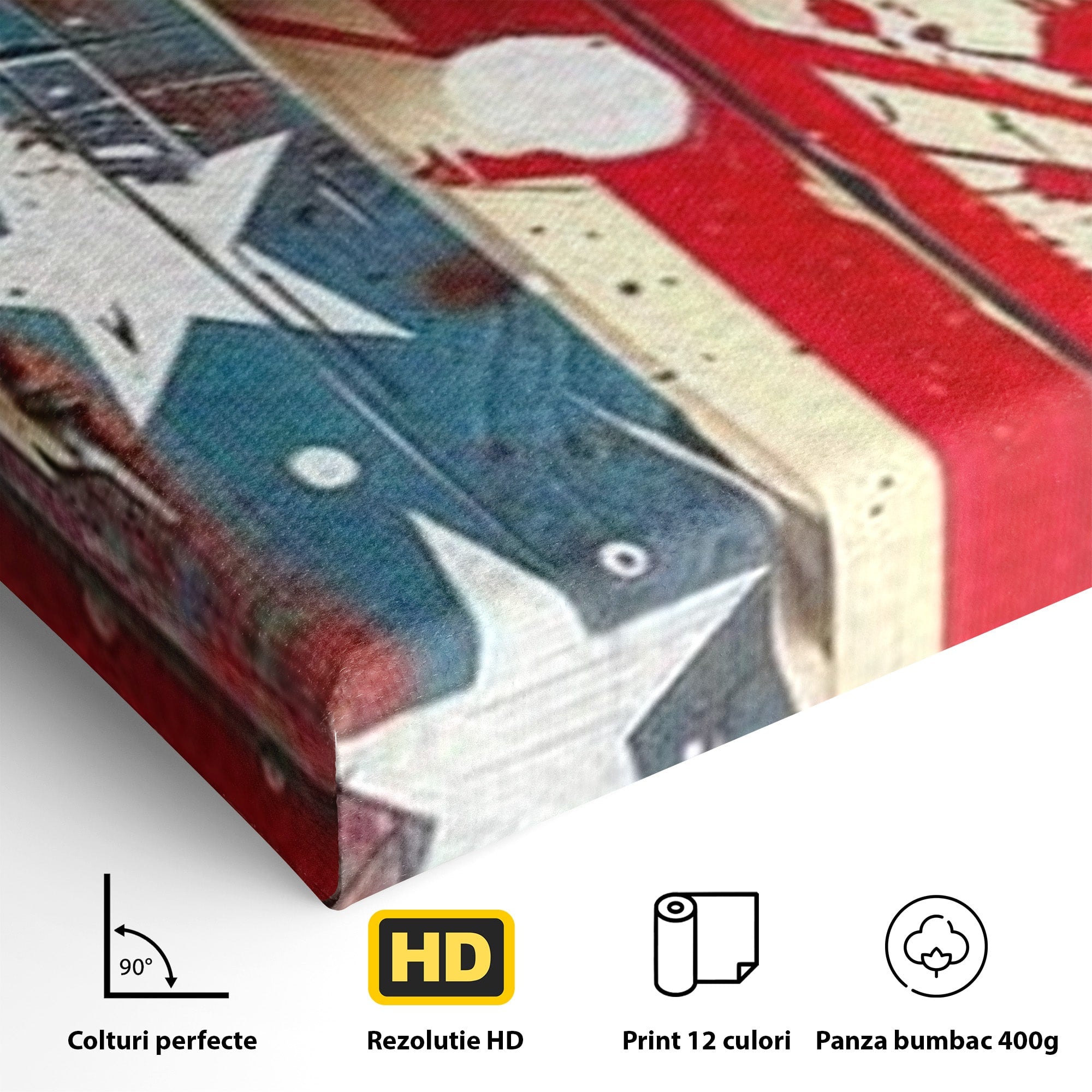 Set 2 Tablouri Canvas Premium LuxCanva® H2-1041, Crucea Libertatii, Credinta, Cruce, Libertate, Patriotism, Drapel, Stele, Simbol Crestin, Arta Patriotica, Living, Dormitor