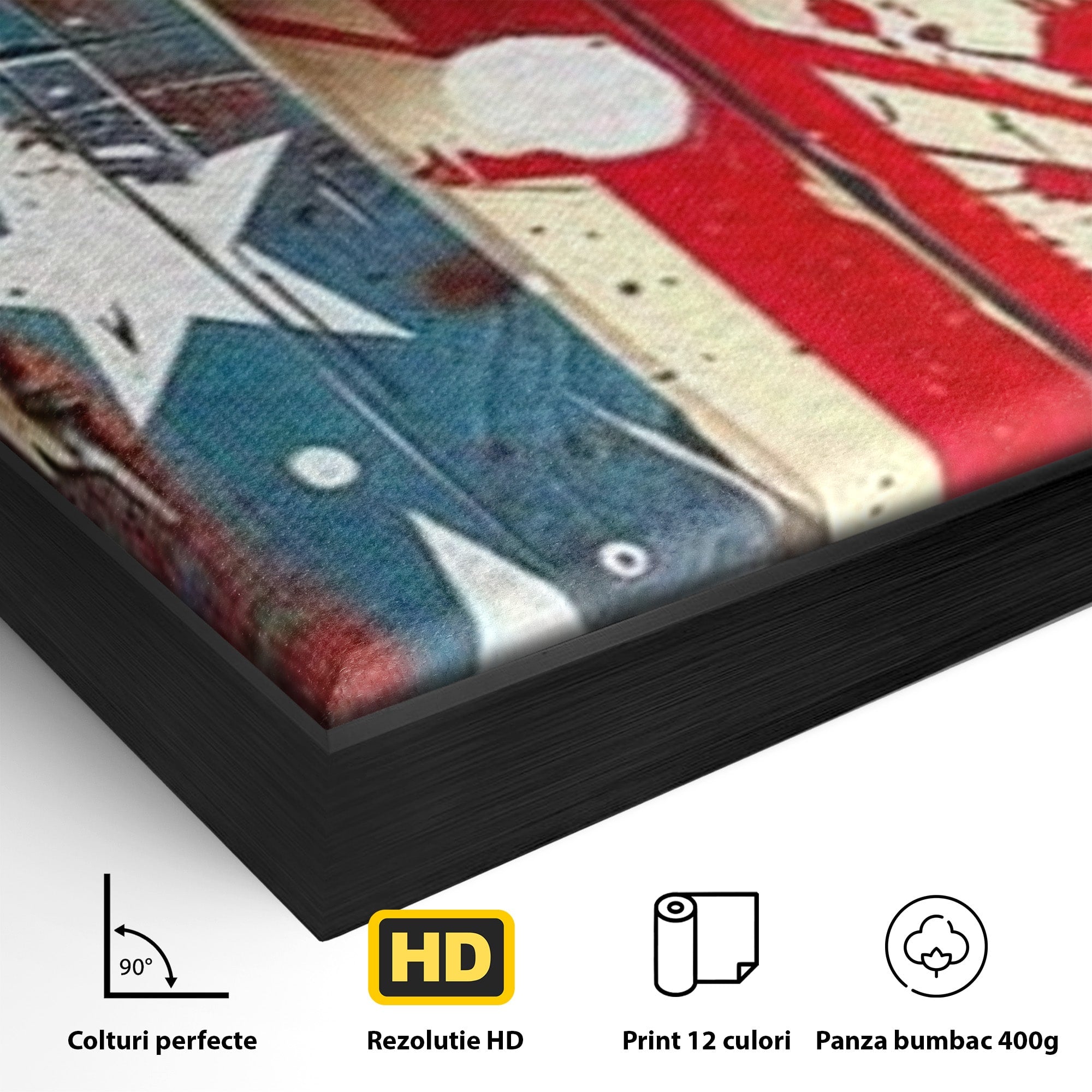 Set 2 Tablouri Canvas Premium LuxCanva® H2-1041, Crucea Libertatii, Credinta, Cruce, Libertate, Patriotism, Drapel, Stele, Simbol Crestin, Arta Patriotica, Living, Dormitor