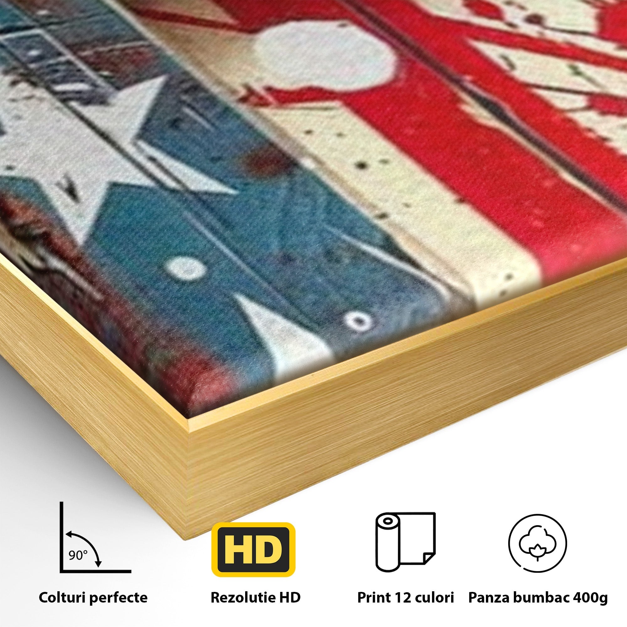 Set 2 Tablouri Canvas Premium LuxCanva® H2-1041, Crucea Libertatii, Credinta, Cruce, Libertate, Patriotism, Drapel, Stele, Simbol Crestin, Arta Patriotica, Living, Dormitor