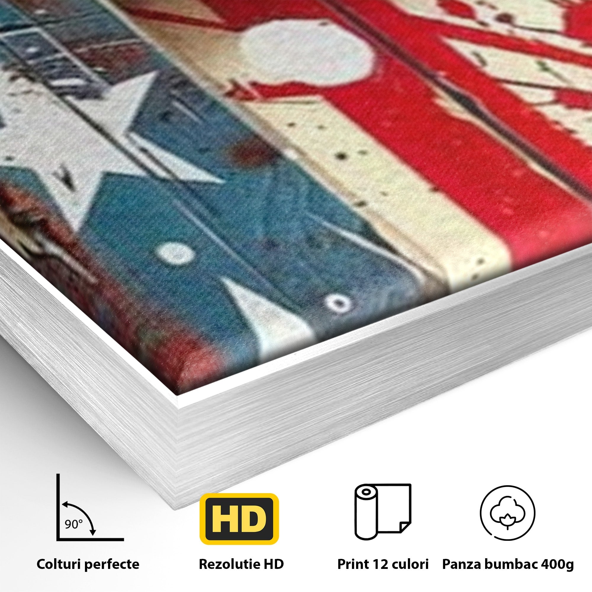 Set 2 Tablouri Canvas Premium LuxCanva® H2-1041, Crucea Libertatii, Credinta, Cruce, Libertate, Patriotism, Drapel, Stele, Simbol Crestin, Arta Patriotica, Living, Dormitor