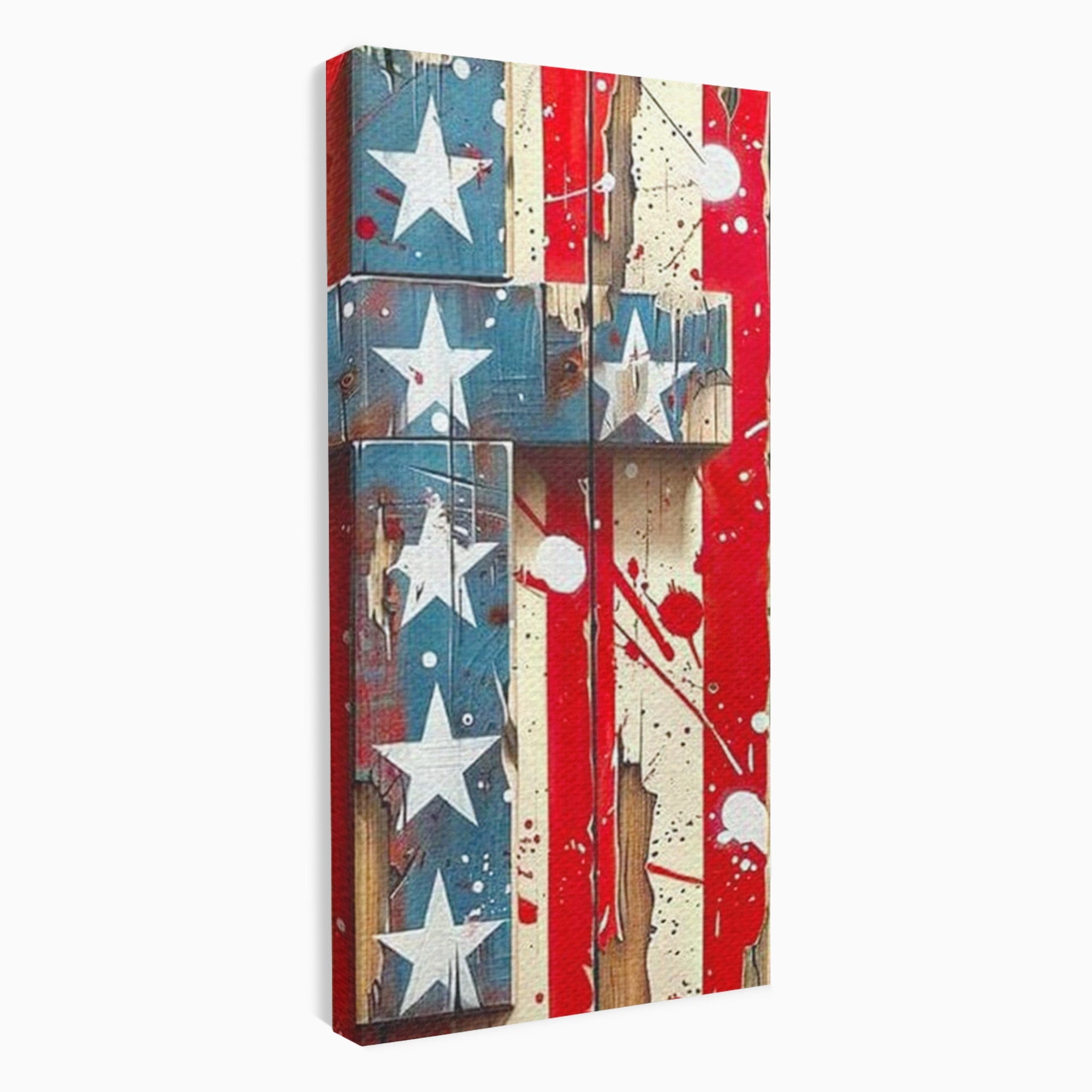 Set 2 Tablouri Canvas Premium LuxCanva® H2-1041, Crucea Libertatii, Credinta, Cruce, Libertate, Patriotism, Drapel, Stele, Simbol Crestin, Arta Patriotica, Living, Dormitor