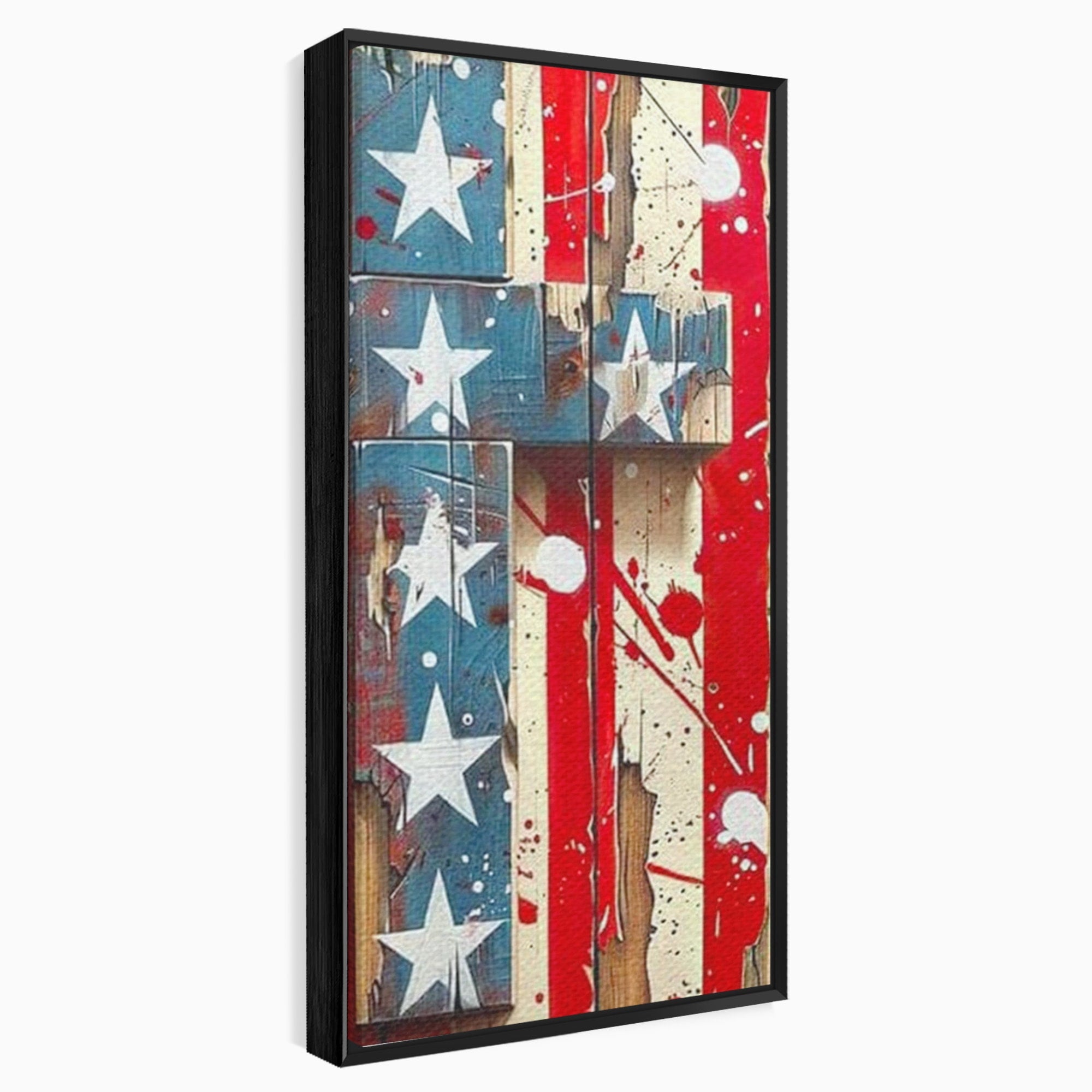 Set 2 Tablouri Canvas Premium LuxCanva® H2-1041, Crucea Libertatii, Credinta, Cruce, Libertate, Patriotism, Drapel, Stele, Simbol Crestin, Arta Patriotica, Living, Dormitor
