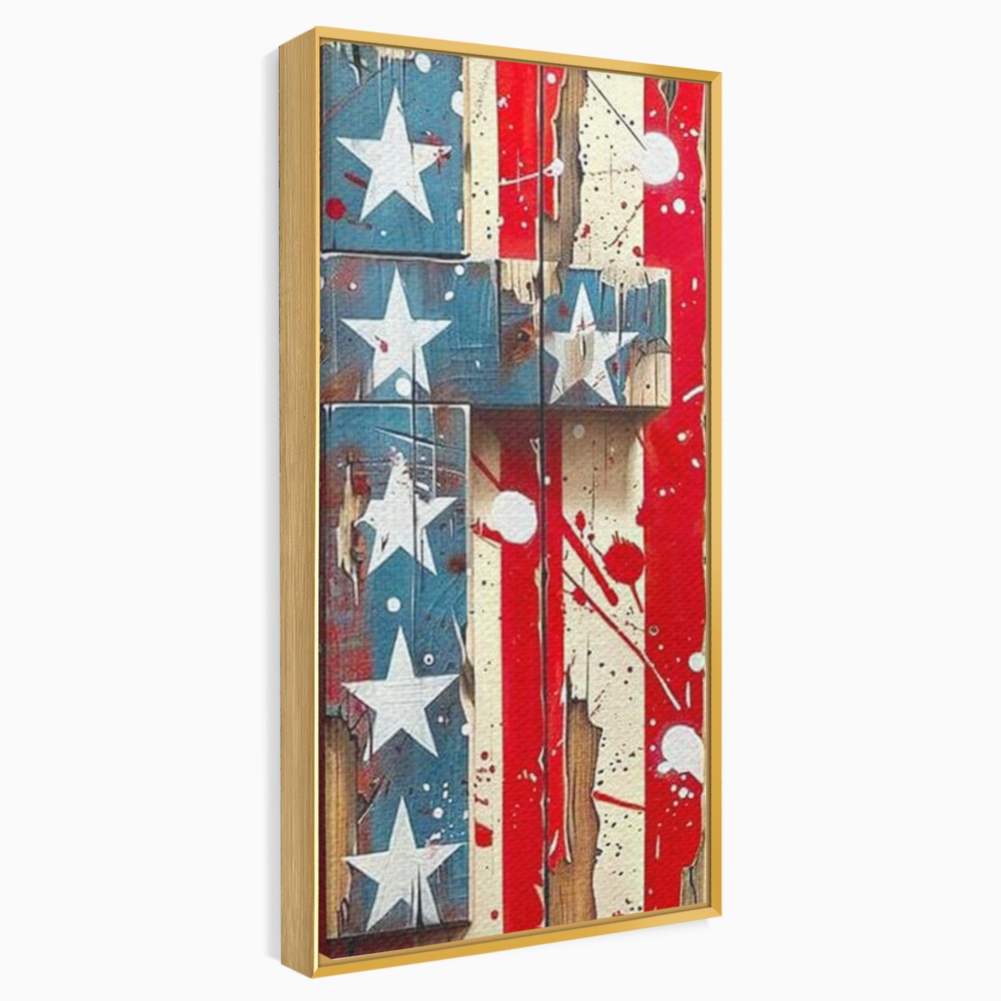 Set 2 Tablouri Canvas Premium LuxCanva® H2-1041, Crucea Libertatii, Credinta, Cruce, Libertate, Patriotism, Drapel, Stele, Simbol Crestin, Arta Patriotica, Living, Dormitor