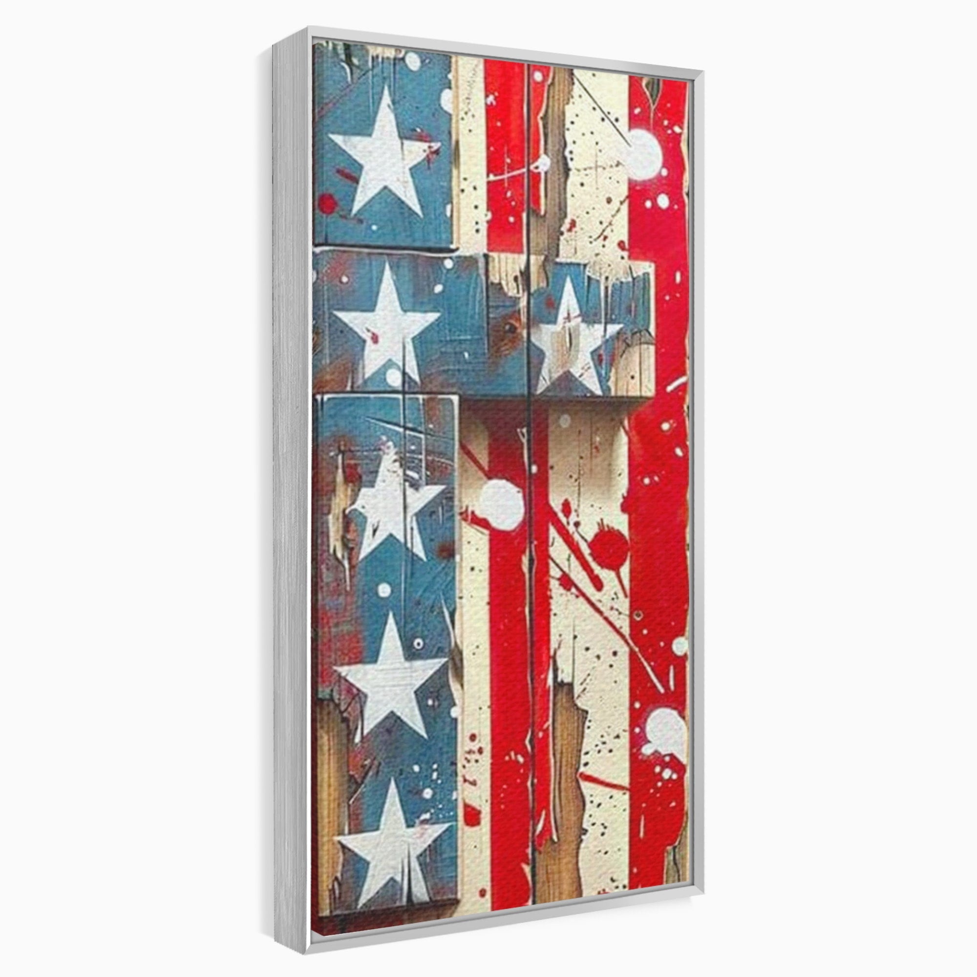 Set 2 Tablouri Canvas Premium LuxCanva® H2-1041, Crucea Libertatii, Credinta, Cruce, Libertate, Patriotism, Drapel, Stele, Simbol Crestin, Arta Patriotica, Living, Dormitor