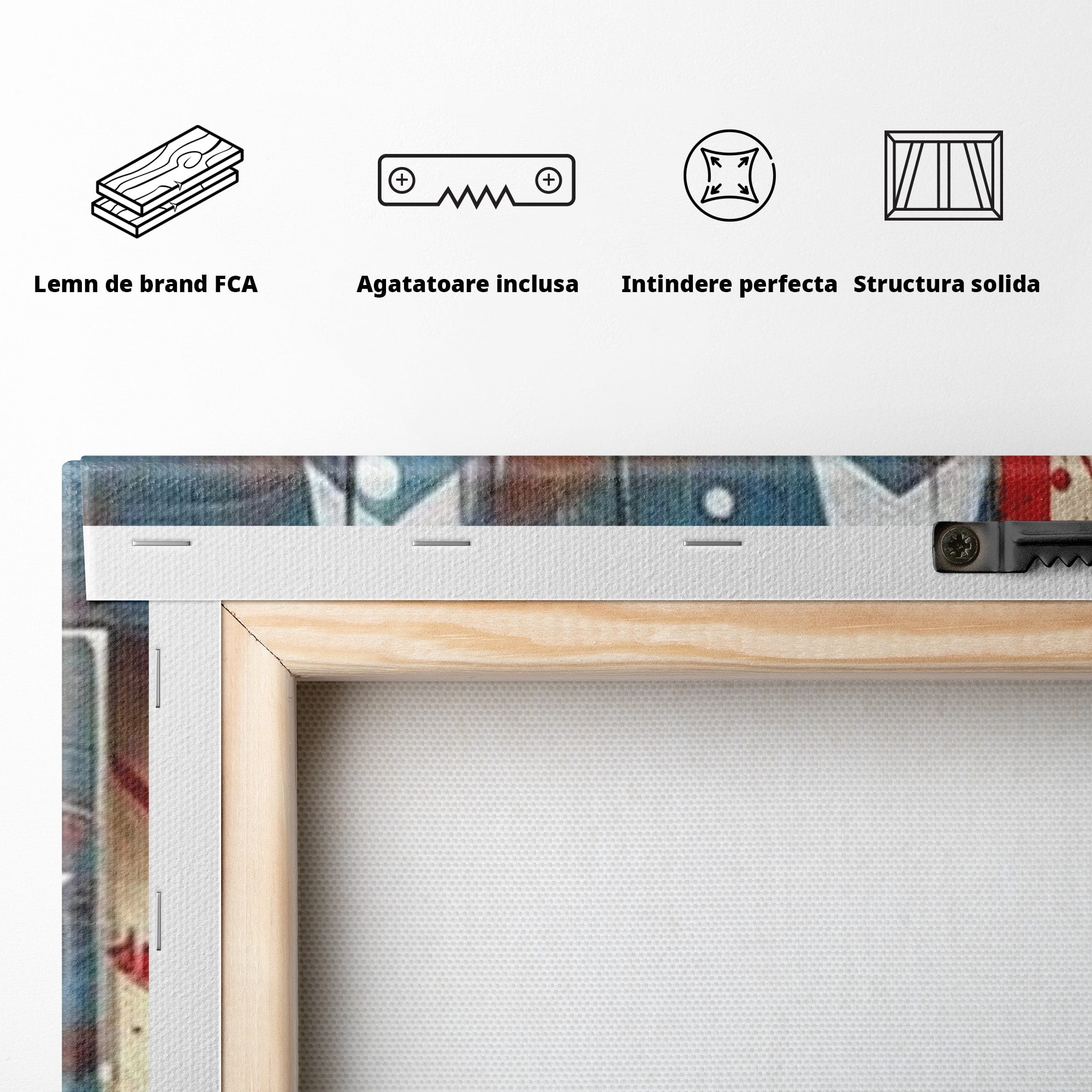 Set 3 Tablouri Canvas Premium LuxCanva® H3-1041, Crucea Libertatii, Credinta, Cruce, Libertate, Patriotism, Drapel, Stele, Simbol Crestin, Arta Patriotica, Living, Dormitor