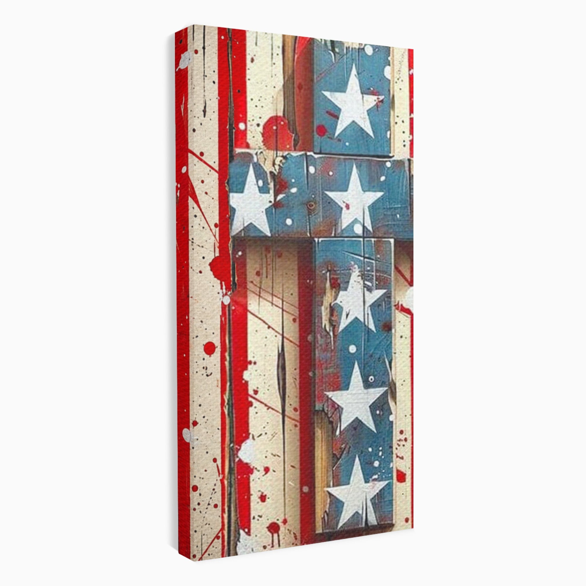 Set 3 Tablouri Canvas Premium LuxCanva® H3-1041, Crucea Libertatii, Credinta, Cruce, Libertate, Patriotism, Drapel, Stele, Simbol Crestin, Arta Patriotica, Living, Dormitor