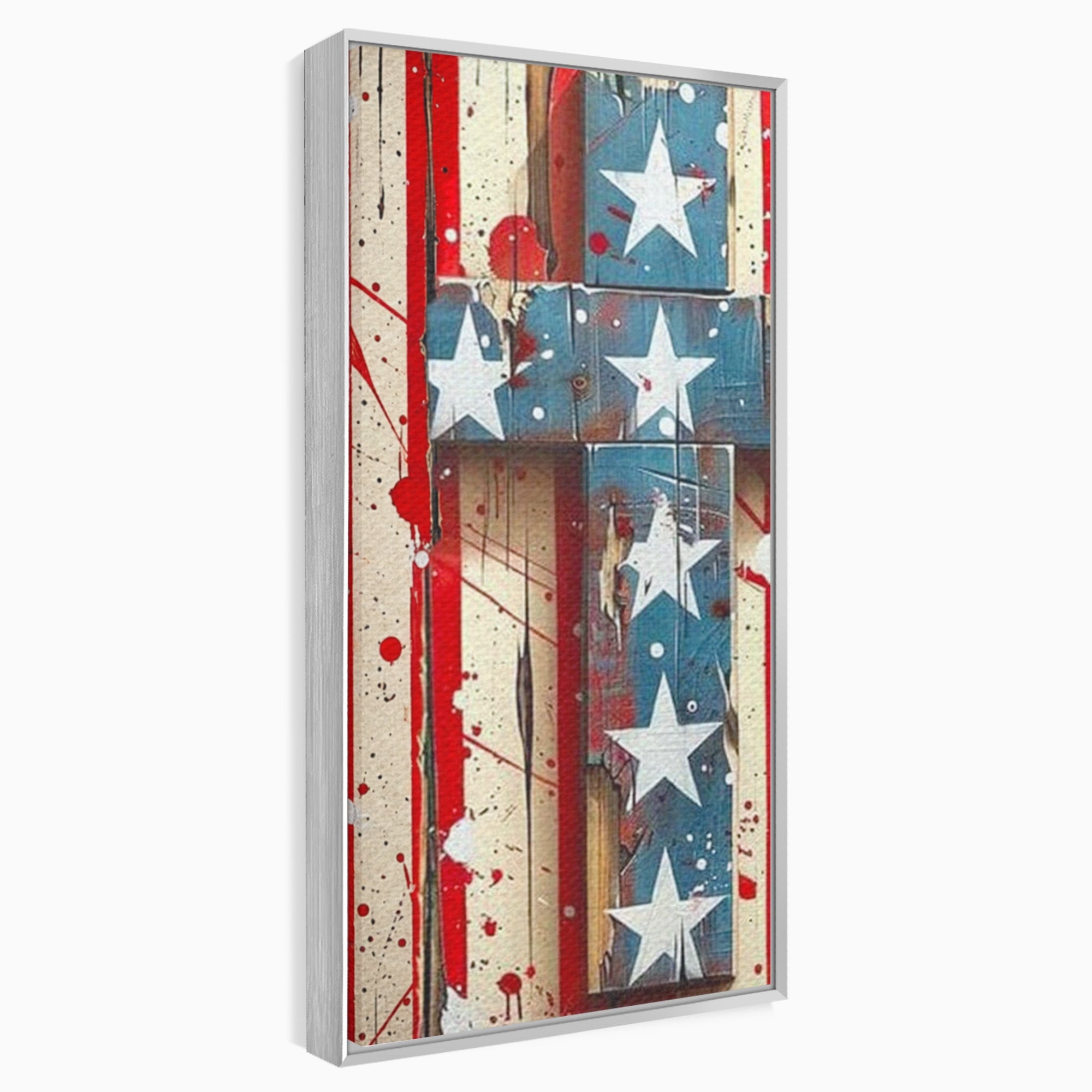 Set 3 Tablouri Canvas Premium LuxCanva® H3-1041, Crucea Libertatii, Credinta, Cruce, Libertate, Patriotism, Drapel, Stele, Simbol Crestin, Arta Patriotica, Living, Dormitor