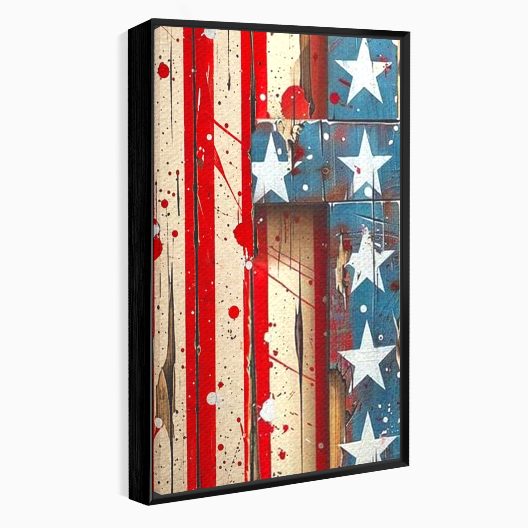 Set 3 Tablouri Canvas Premium LuxCanva® H3-1041, Crucea Libertatii, Credinta, Cruce, Libertate, Patriotism, Drapel, Stele, Simbol Crestin, Arta Patriotica, Living, Dormitor