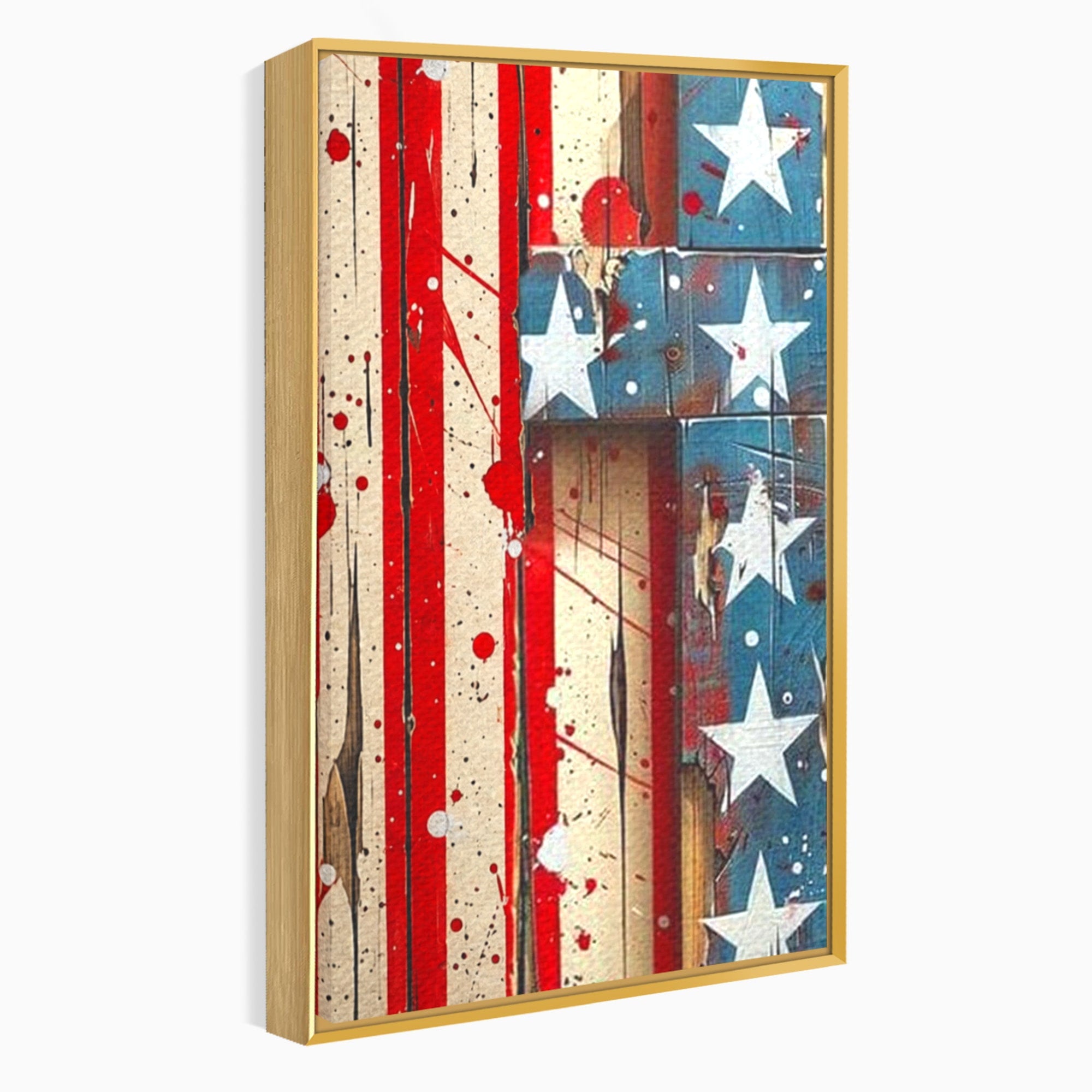 Set 3 Tablouri Canvas Premium LuxCanva® H3-1041, Crucea Libertatii, Credinta, Cruce, Libertate, Patriotism, Drapel, Stele, Simbol Crestin, Arta Patriotica, Living, Dormitor