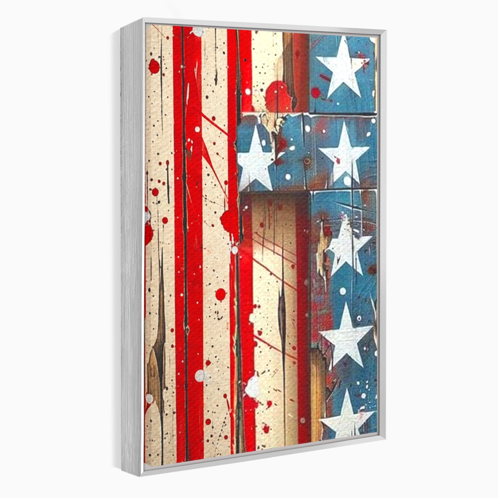 Set 3 Tablouri Canvas Premium LuxCanva® H3-1041, Crucea Libertatii, Credinta, Cruce, Libertate, Patriotism, Drapel, Stele, Simbol Crestin, Arta Patriotica, Living, Dormitor