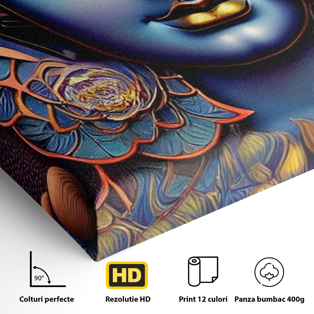 Tablou Canvas Premium LuxCanva® I120, Inflorirea Spiritului, Buddha, Zen, Iluminare, Pace Interioara, Spiritualitate, Armonie, Meditatie, Flori, Lotus, Urna, Living, Dormitor