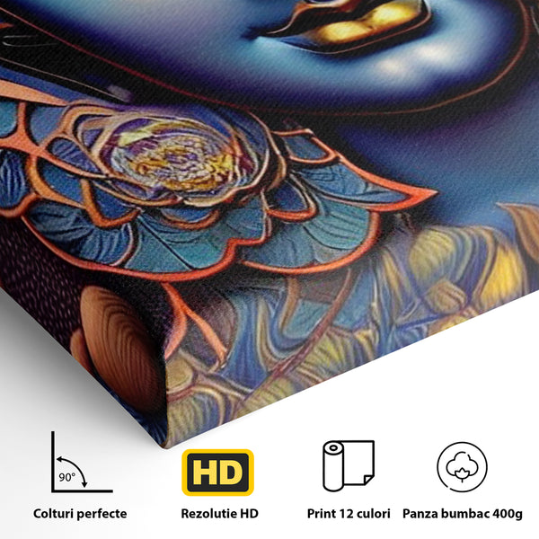 Tablou Canvas Premium LuxCanva® I120, Inflorirea Spiritului, Buddha, Zen, Iluminare, Pace Interioara, Spiritualitate, Armonie, Meditatie, Flori, Lotus, Urna, Living, Dormitor