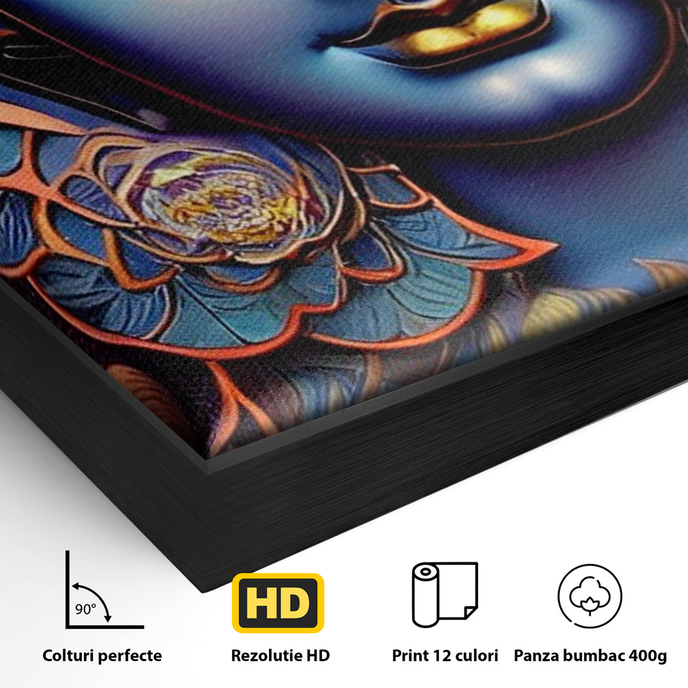 Tablou Canvas Premium LuxCanva® I120, Inflorirea Spiritului, Buddha, Zen, Iluminare, Pace Interioara, Spiritualitate, Armonie, Meditatie, Flori, Lotus, Urna, Living, Dormitor