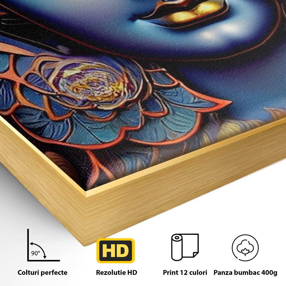 Tablou Canvas Premium LuxCanva® I120, Inflorirea Spiritului, Buddha, Zen, Iluminare, Pace Interioara, Spiritualitate, Armonie, Meditatie, Flori, Lotus, Urna, Living, Dormitor