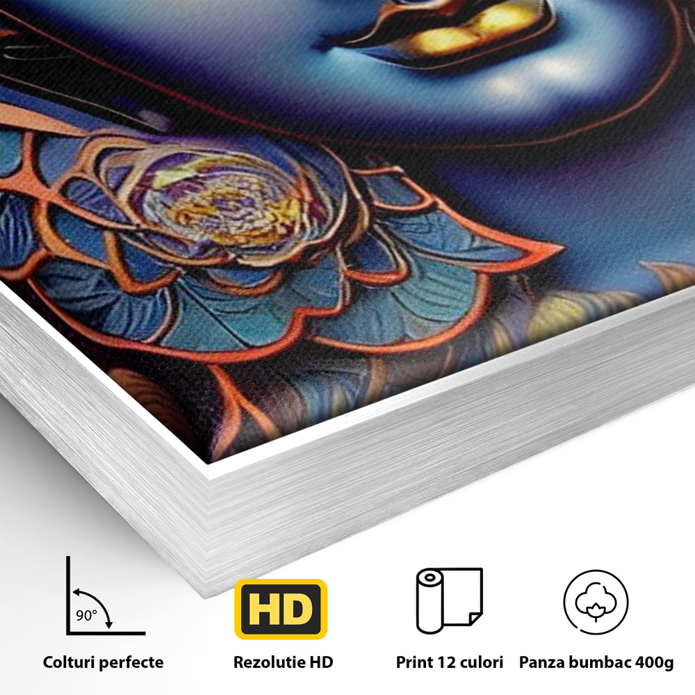 Tablou Canvas Premium LuxCanva® I120, Inflorirea Spiritului, Buddha, Zen, Iluminare, Pace Interioara, Spiritualitate, Armonie, Meditatie, Flori, Lotus, Urna, Living, Dormitor