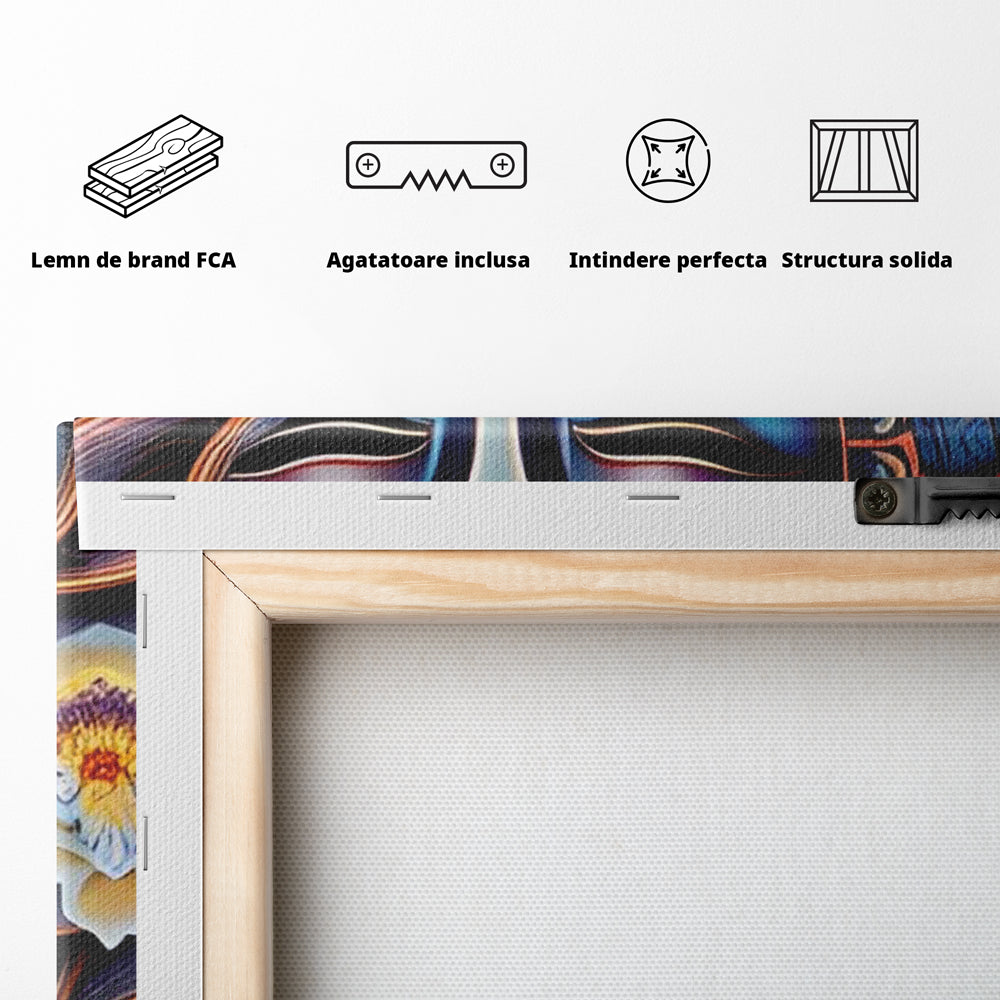 Tablou Canvas Premium LuxCanva® I120, Inflorirea Spiritului, Buddha, Zen, Iluminare, Pace Interioara, Spiritualitate, Armonie, Meditatie, Flori, Lotus, Urna, Living, Dormitor