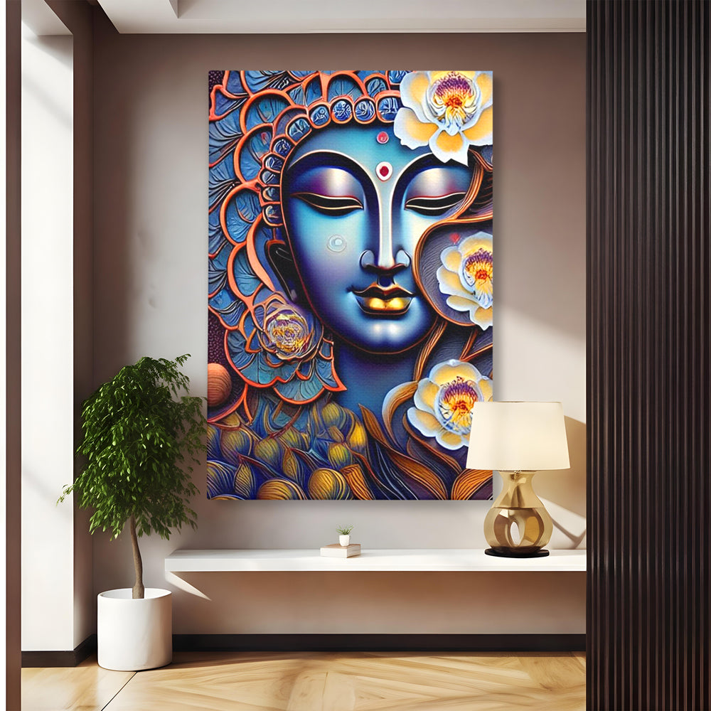 Tablou Canvas Premium LuxCanva® I120, Inflorirea Spiritului, Buddha, Zen, Iluminare, Pace Interioara, Spiritualitate, Armonie, Meditatie, Flori, Lotus, Urna, Living, Dormitor