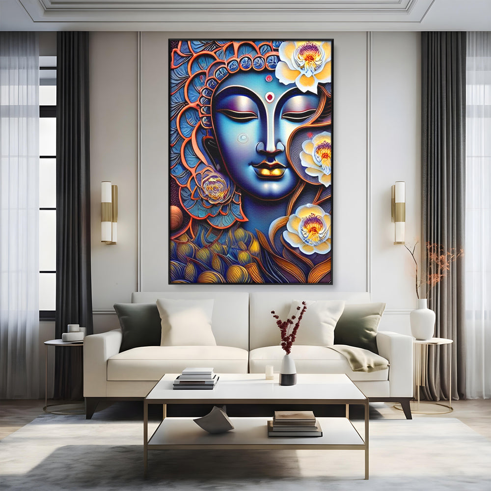 Tablou Canvas Premium LuxCanva® I120, Inflorirea Spiritului, Buddha, Zen, Iluminare, Pace Interioara, Spiritualitate, Armonie, Meditatie, Flori, Lotus, Urna, Living, Dormitor