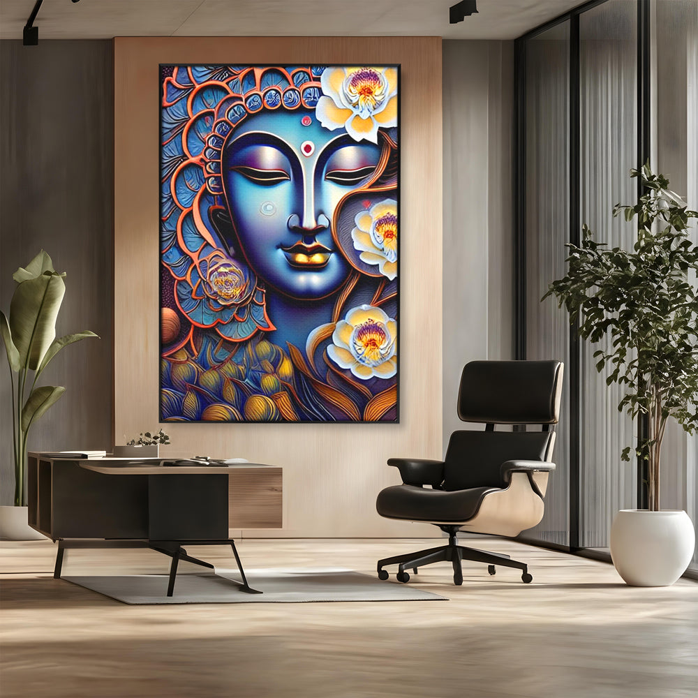 Tablou Canvas Premium LuxCanva® I120, Inflorirea Spiritului, Buddha, Zen, Iluminare, Pace Interioara, Spiritualitate, Armonie, Meditatie, Flori, Lotus, Urna, Living, Dormitor