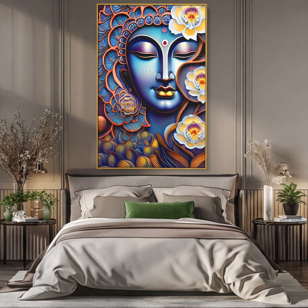 Tablou Canvas Premium LuxCanva® I120, Inflorirea Spiritului, Buddha, Zen, Iluminare, Pace Interioara, Spiritualitate, Armonie, Meditatie, Flori, Lotus, Urna, Living, Dormitor