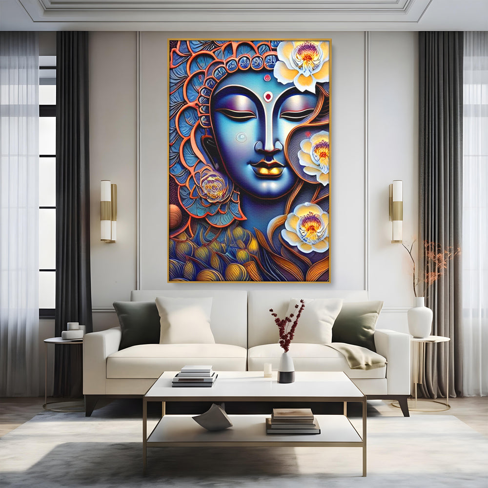 Tablou Canvas Premium LuxCanva® I120, Inflorirea Spiritului, Buddha, Zen, Iluminare, Pace Interioara, Spiritualitate, Armonie, Meditatie, Flori, Lotus, Urna, Living, Dormitor