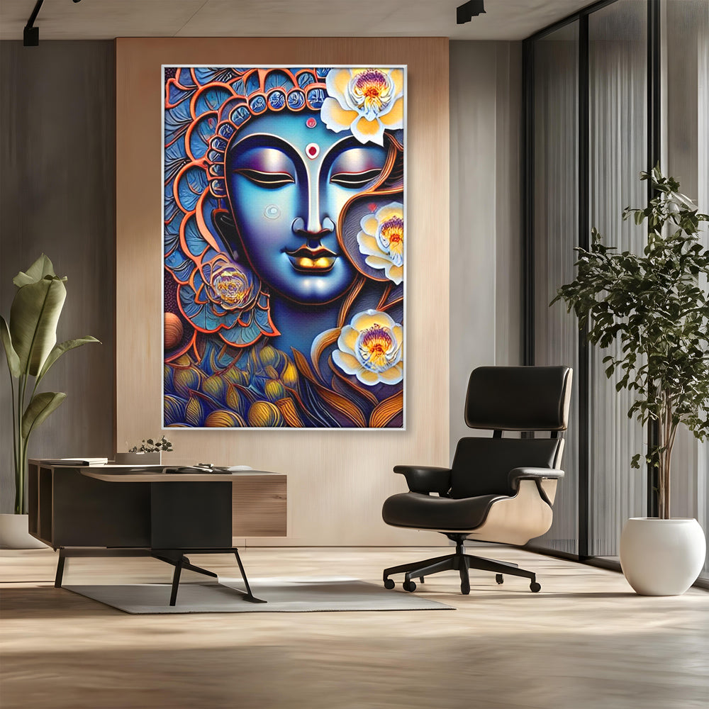 Tablou Canvas Premium LuxCanva® I120, Inflorirea Spiritului, Buddha, Zen, Iluminare, Pace Interioara, Spiritualitate, Armonie, Meditatie, Flori, Lotus, Urna, Living, Dormitor
