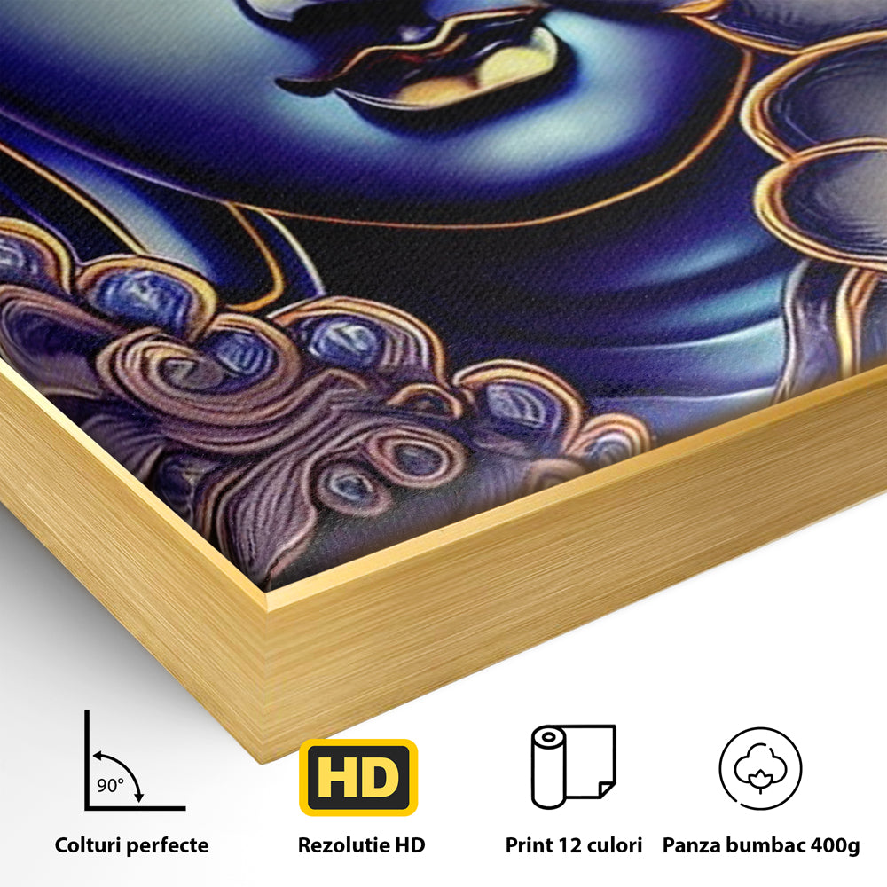 Tablou Canvas Premium LuxCanva® I121, Armonie si Culoare, Buddha, Zen, Iluminare, Pace Interioara, Spiritualitate, Armonie, Meditatie, Flori, Lotus, Urna, Living, Dormitor