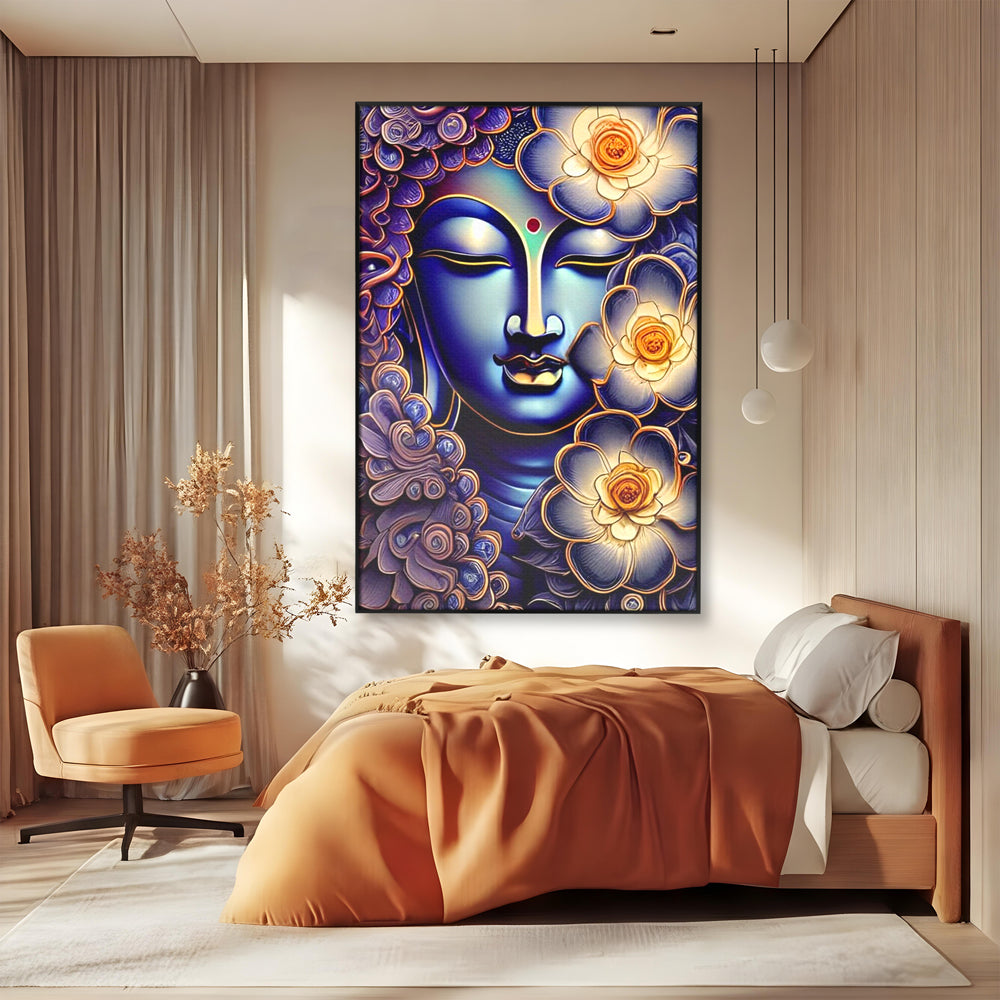 Tablou Canvas Premium LuxCanva® I121, Armonie si Culoare, Buddha, Zen, Iluminare, Pace Interioara, Spiritualitate, Armonie, Meditatie, Flori, Lotus, Urna, Living, Dormitor